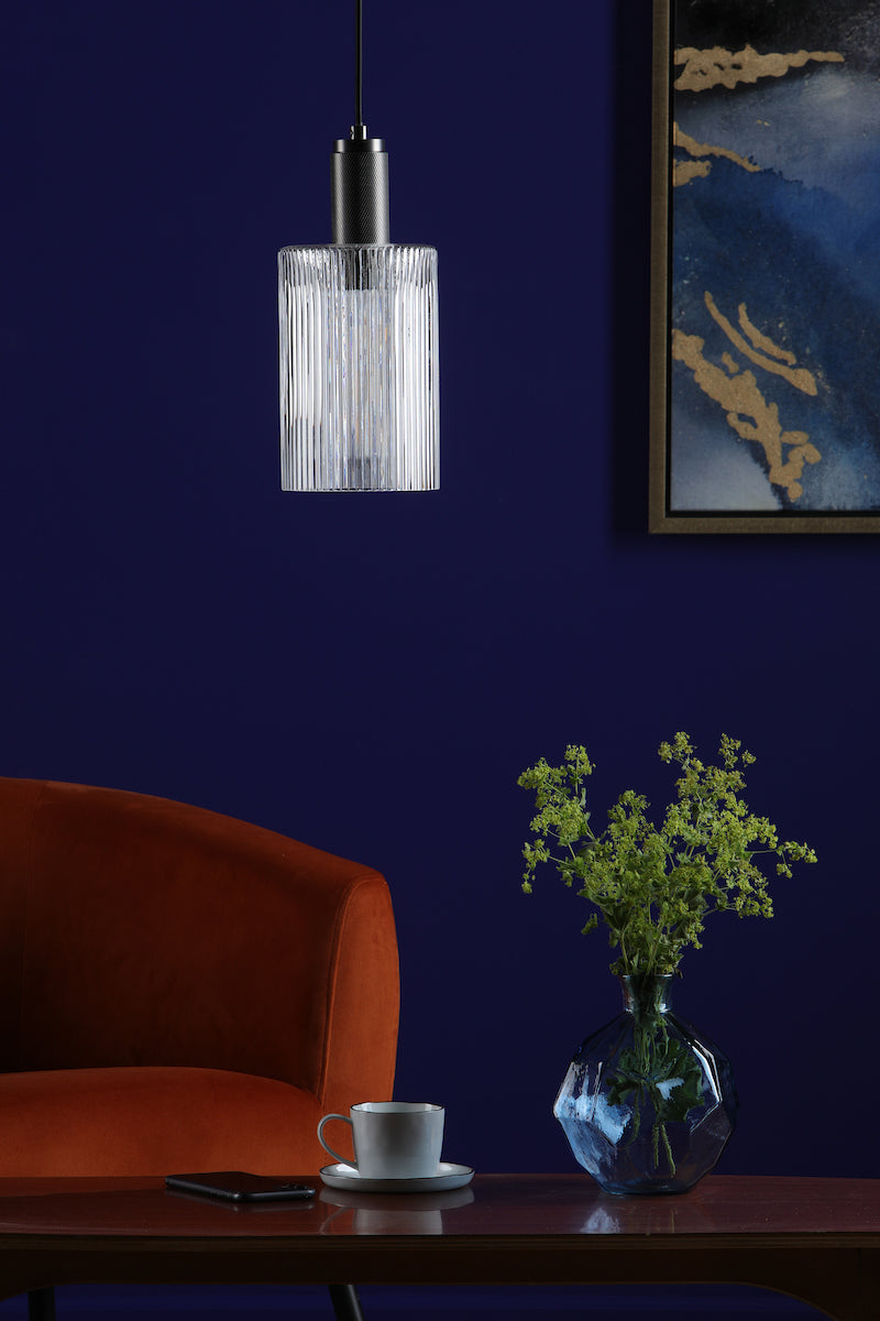 NIKOLAS 1LT PENDANT ANTIQUE CHROME CW CYLINDER GLA