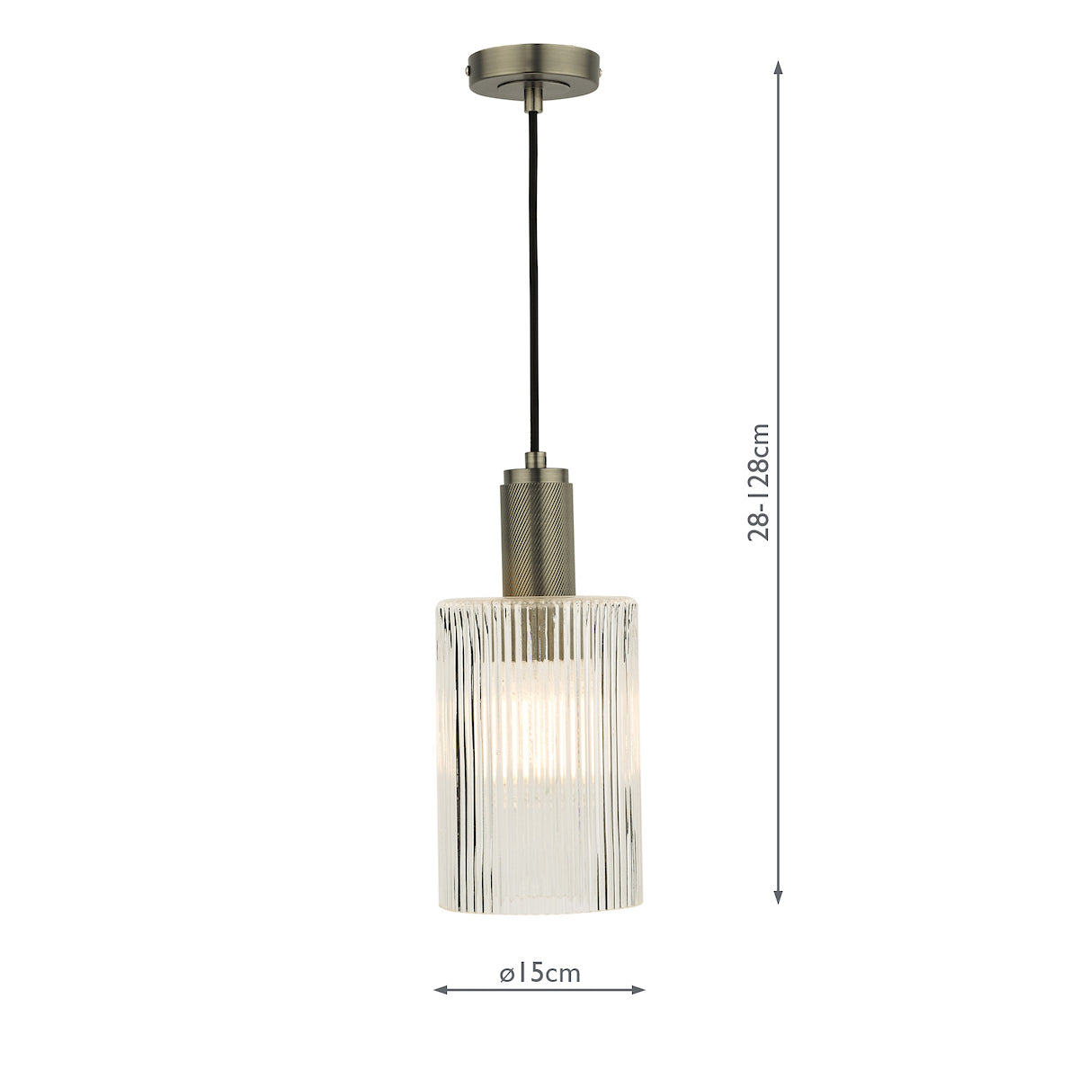 NIKOLAS 1LT PENDANT ANTIQUE CHROME CW CYLINDER GLA