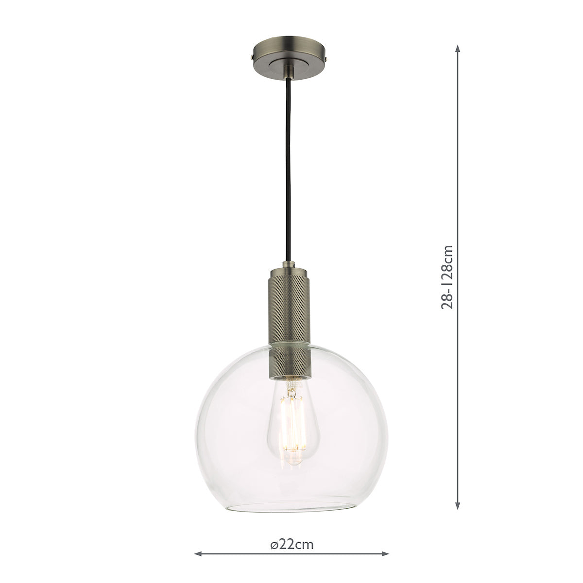 NIKOLAS 1LT SUSPENSION ANTIQUE CHROME CW ROUND CLE