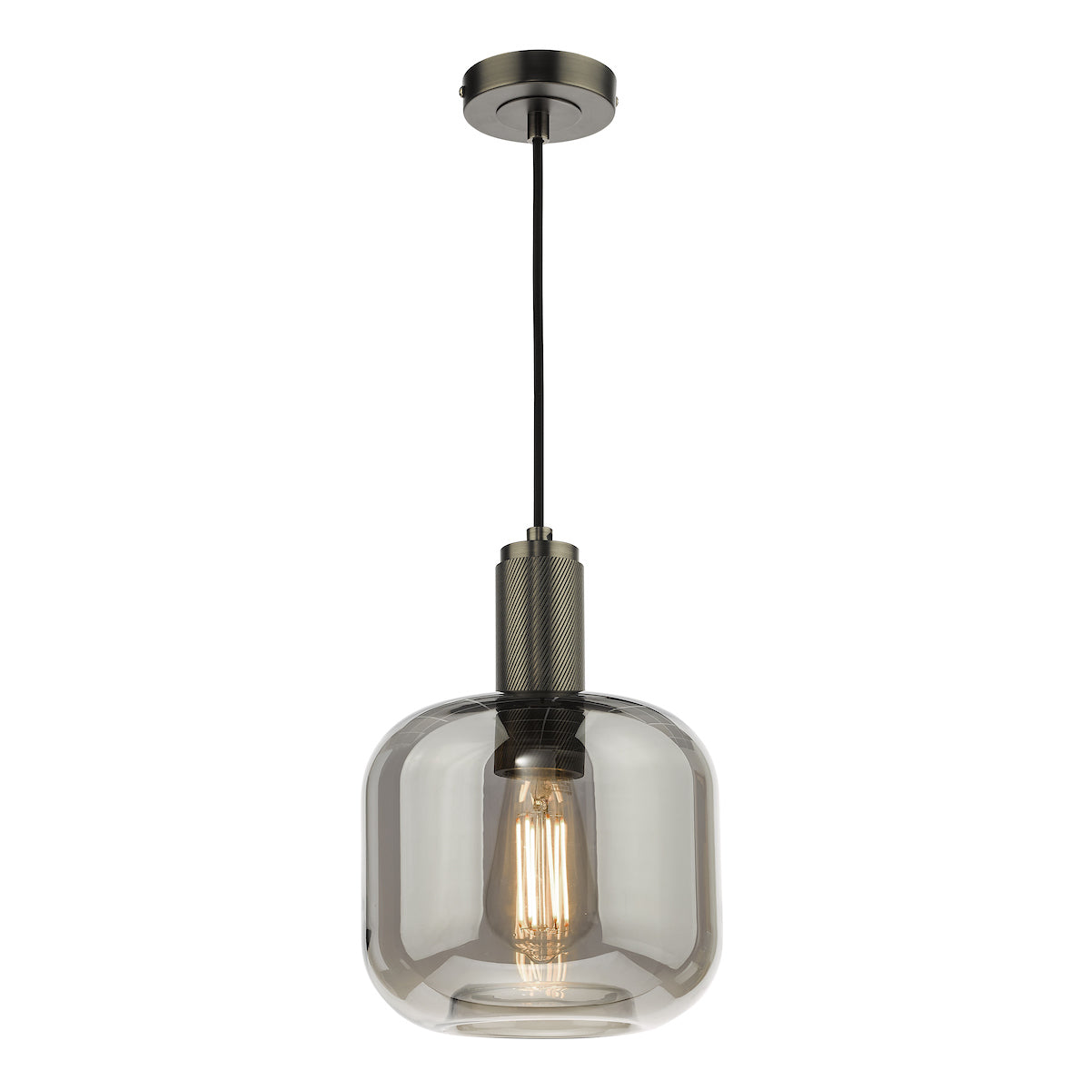NIKOLAS 1LT SUSPENSION ANTIQUE CHROME CW SMOKED GL
