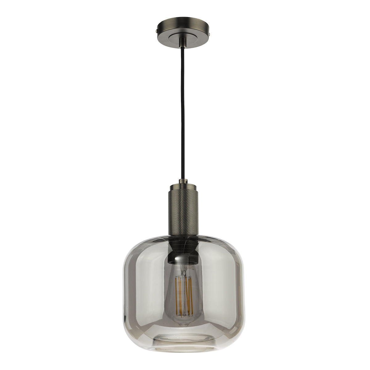 NIKOLAS 1LT SUSPENSION ANTIQUE CHROME CW SMOKED GL