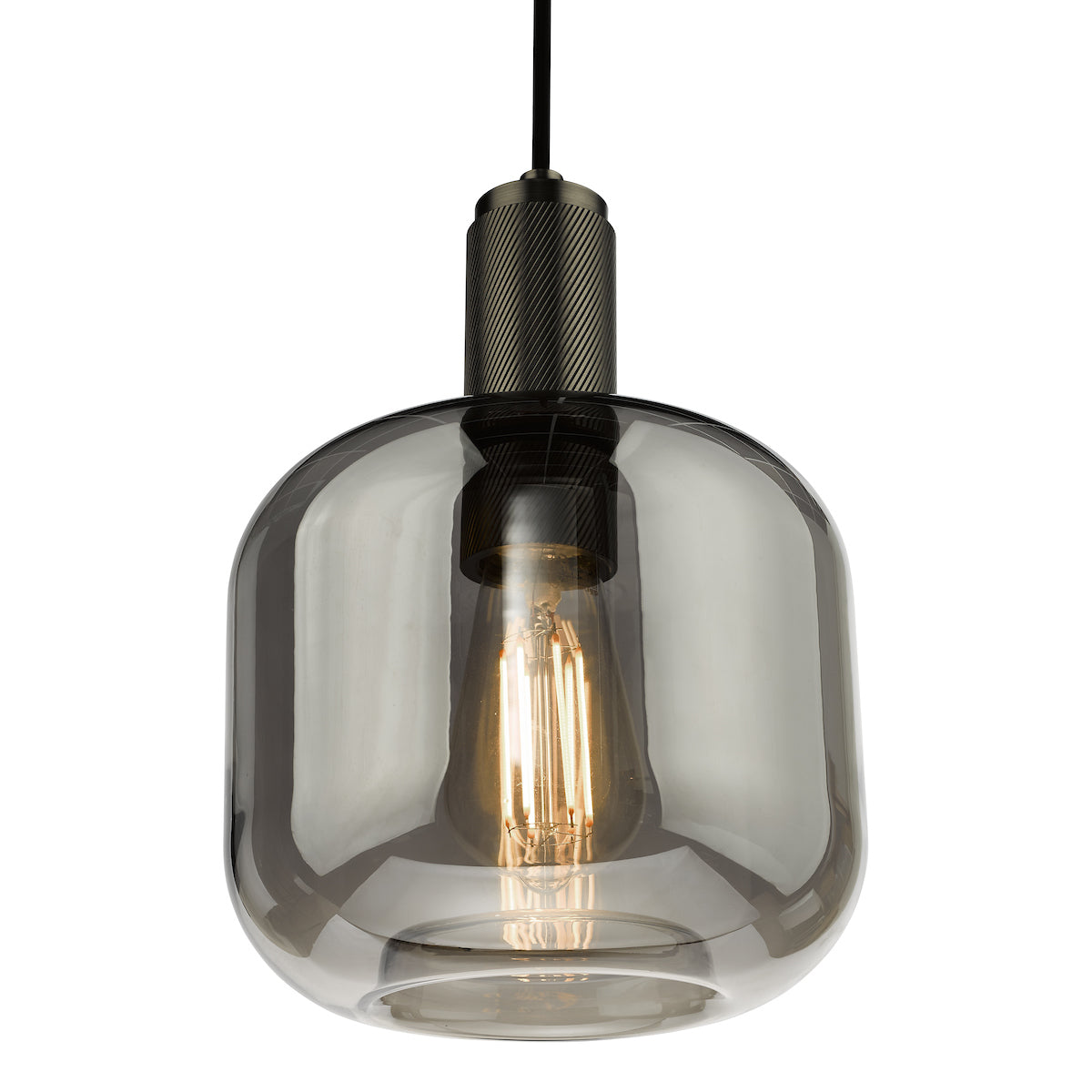 NIKOLAS 1LT SUSPENSION ANTIQUE CHROME CW SMOKED GL
