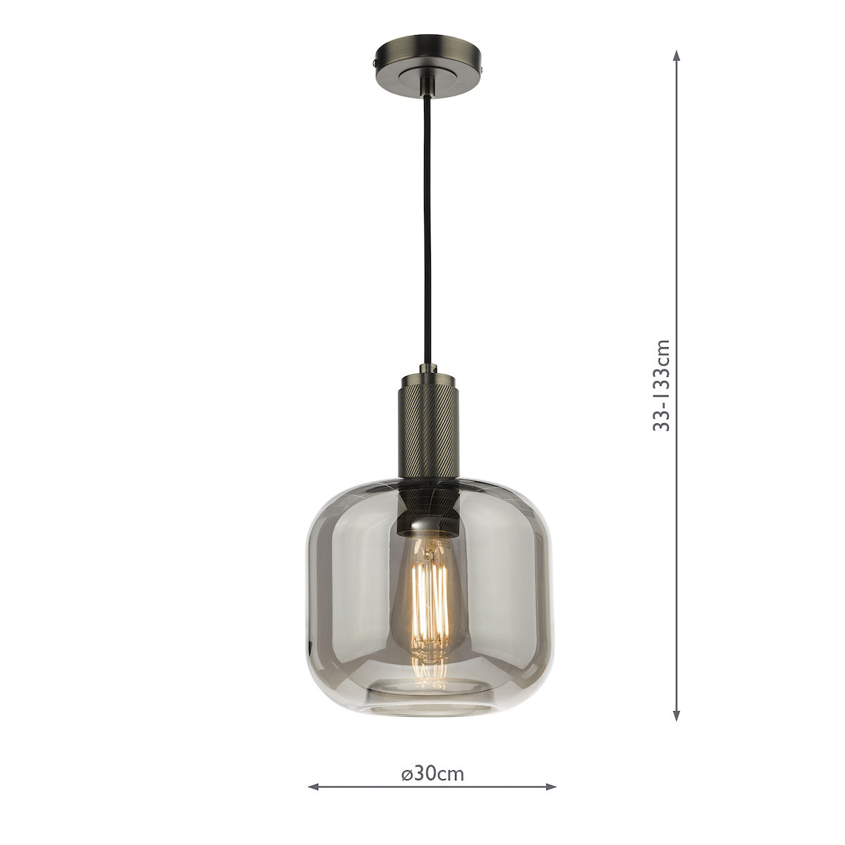 NIKOLAS 1LT SUSPENSION ANTIQUE CHROME CW SMOKED GL