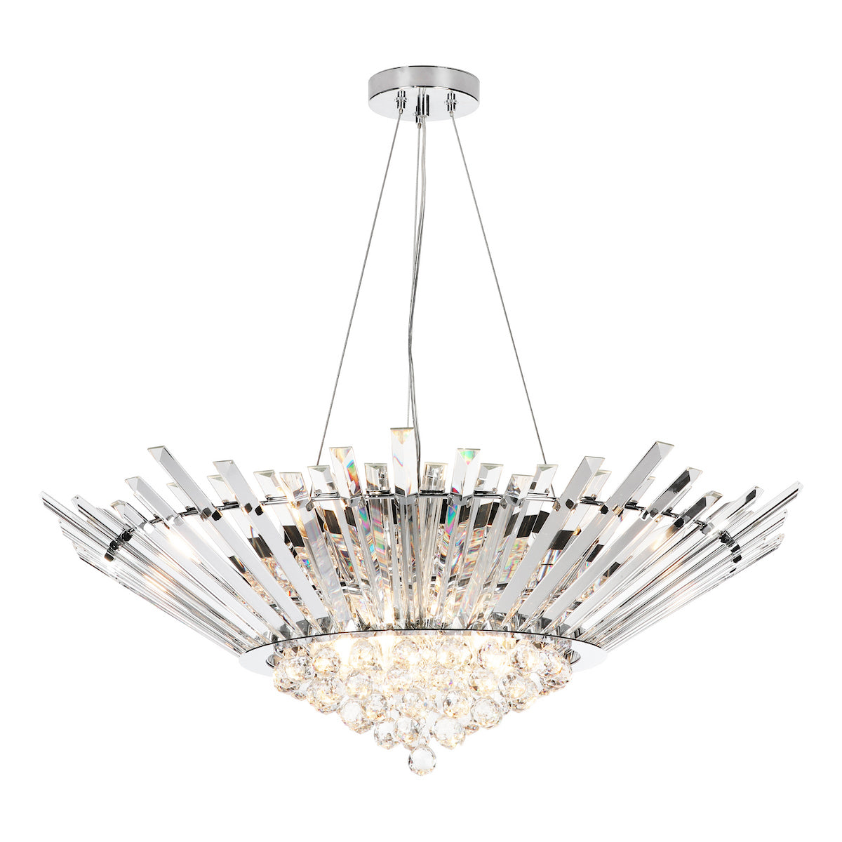 NIMBUS 9LT LARGE HALO CHANDELIER POL CHR CRYSTAL