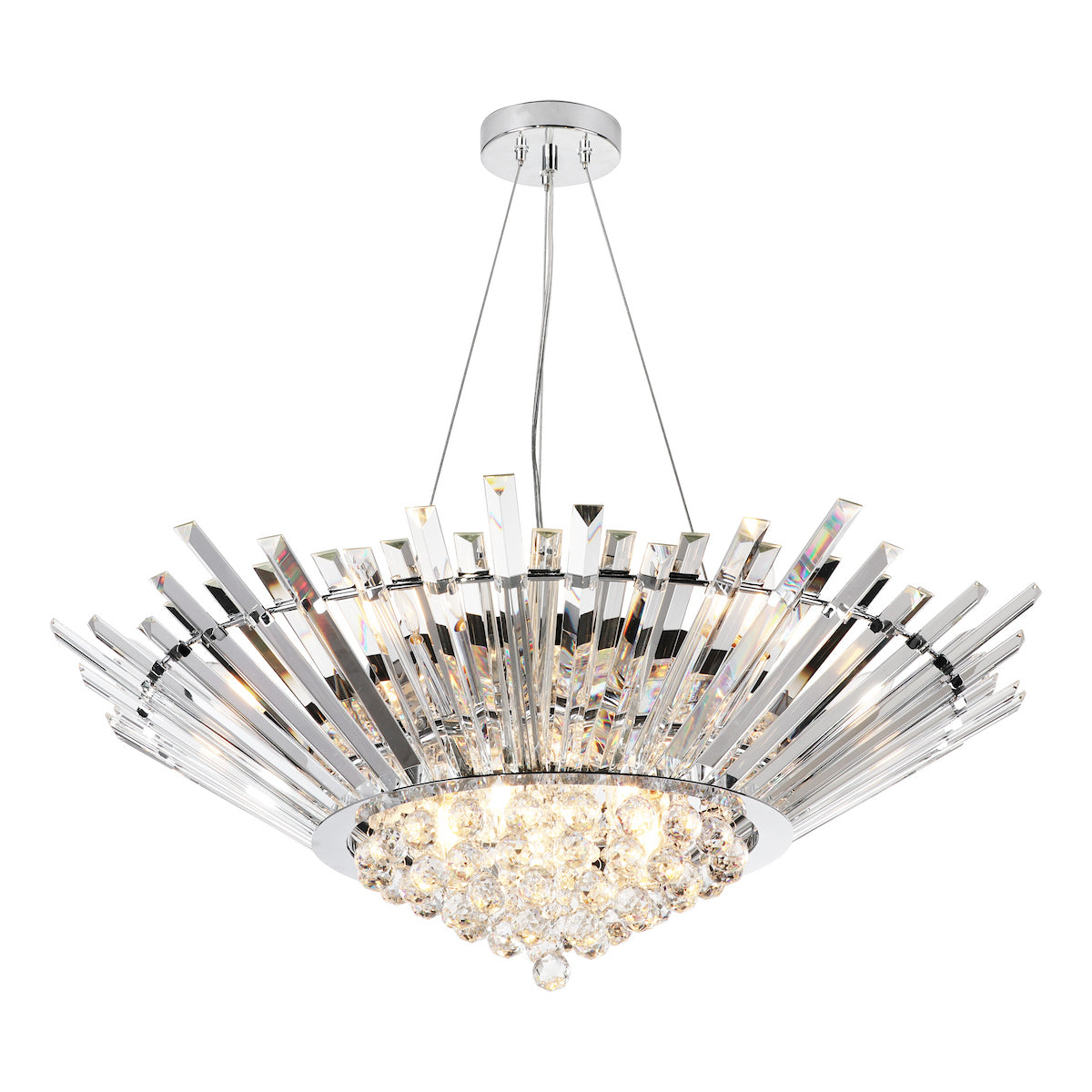 NIMBUS 9LT LARGE HALO CHANDELIER POL CHR CRYSTAL
