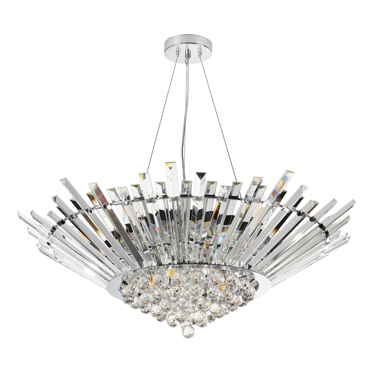 NIMBUS 9LT LARGE HALO CHANDELIER POL CHR CRYSTAL