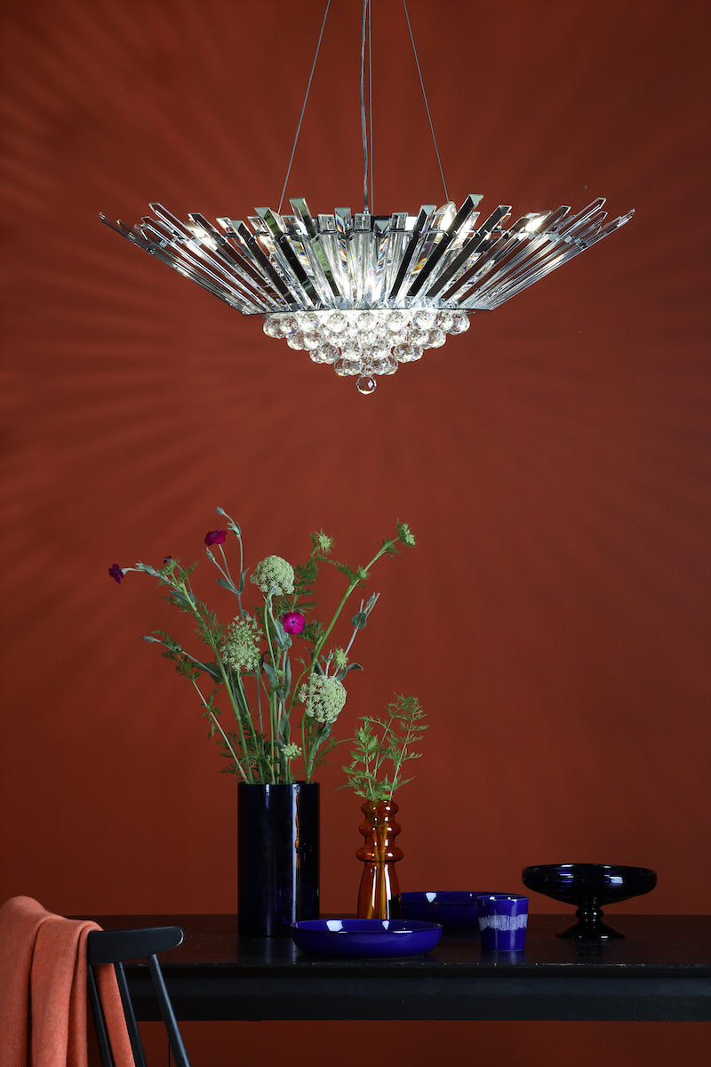NIMBUS 9LT LARGE HALO CHANDELIER POL CHR CRYSTAL