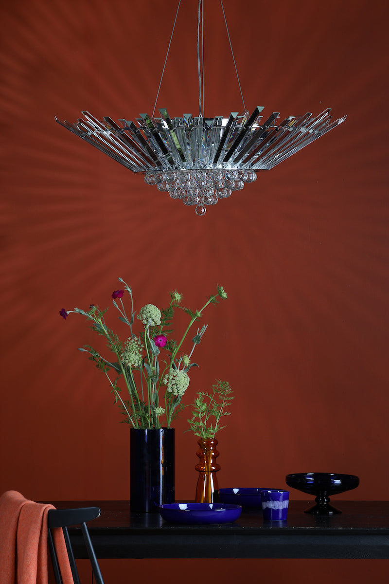 NIMBUS 9LT LARGE HALO CHANDELIER POL CHR CRYSTAL