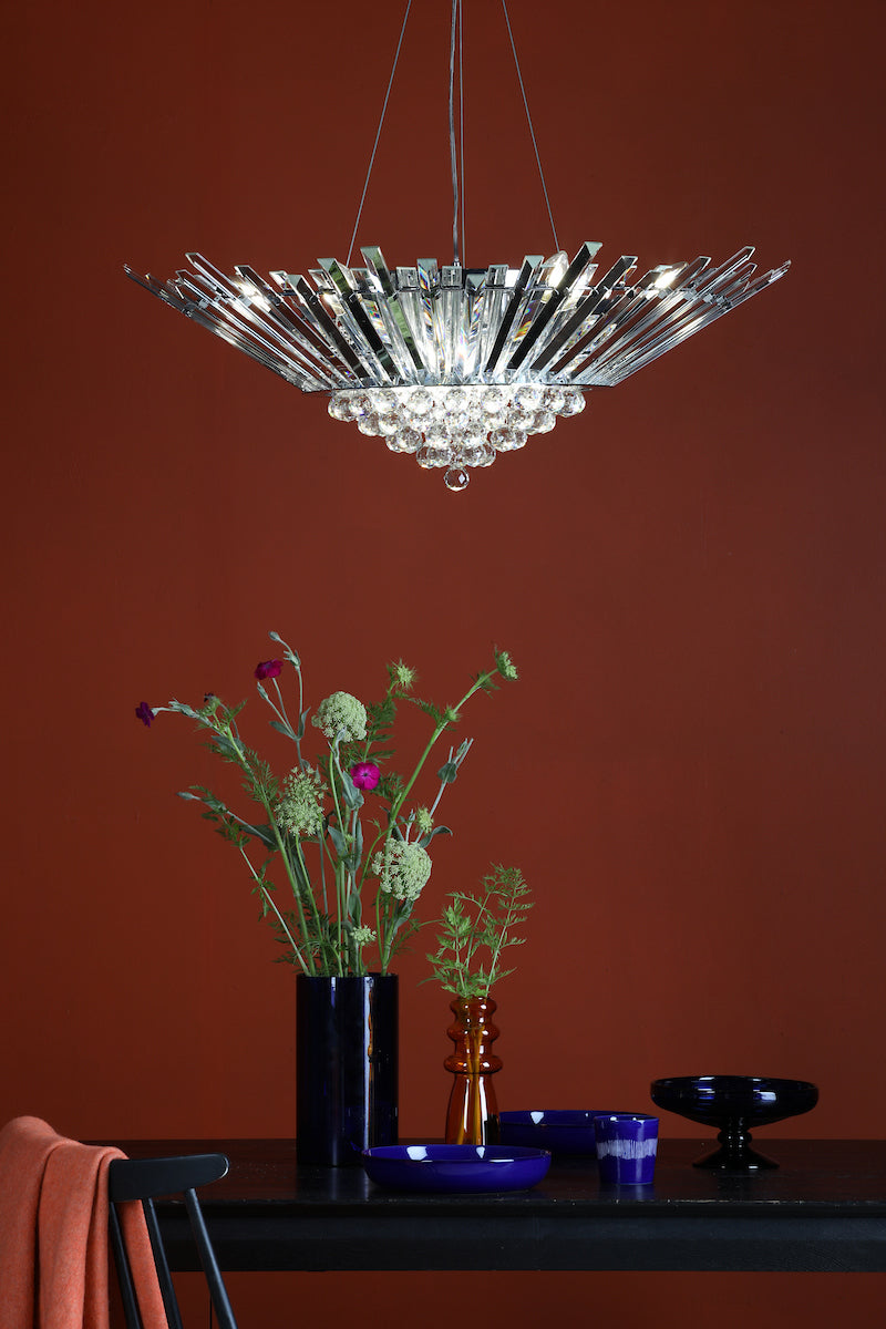 NIMBUS 9LT LARGE HALO CHANDELIER POL CHR CRYSTAL