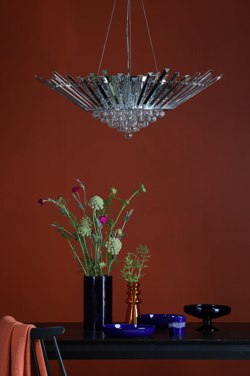 NIMBUS 9LT LARGE HALO CHANDELIER POL CHR CRYSTAL