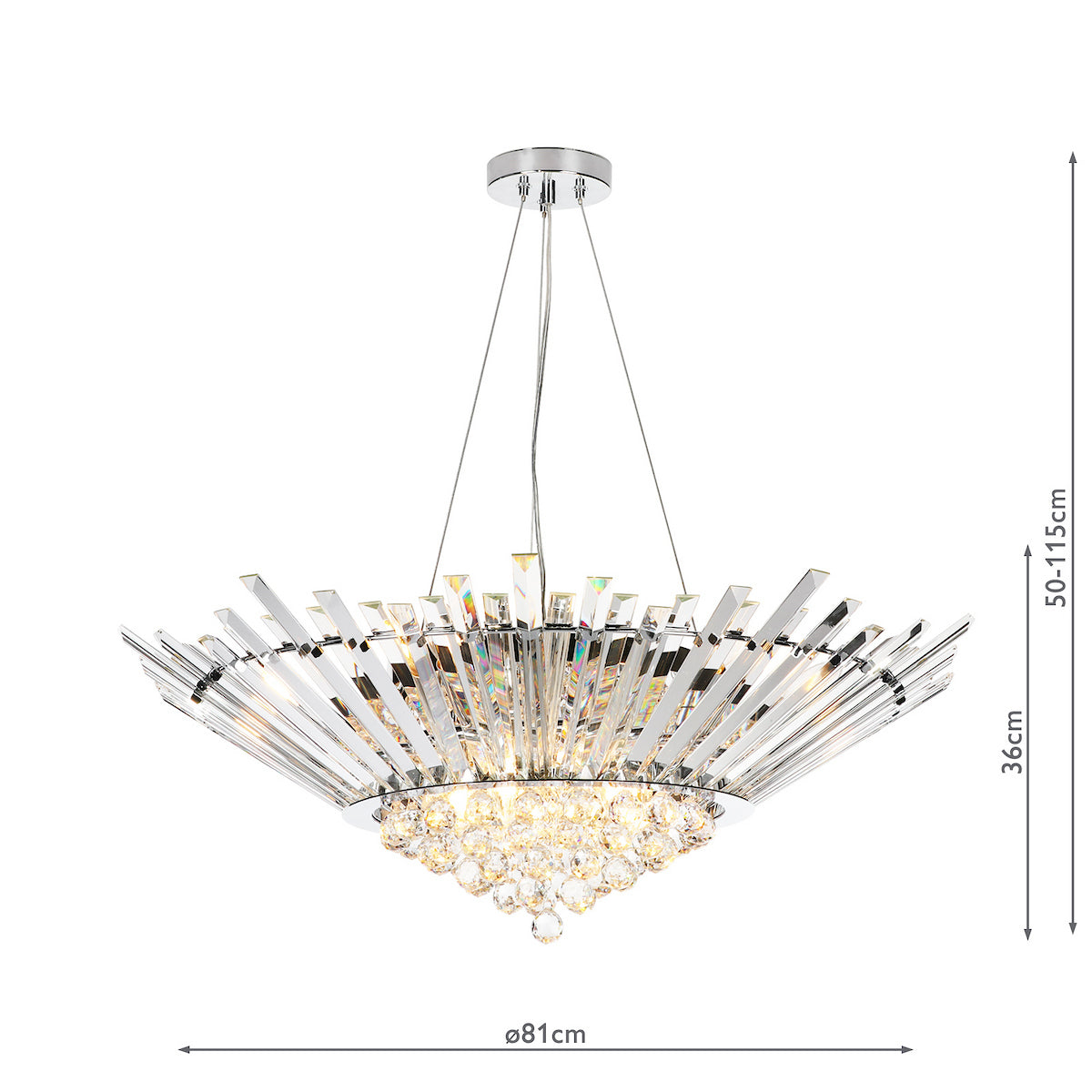 NIMBUS 9LT LARGE HALO CHANDELIER POL CHR CRYSTAL