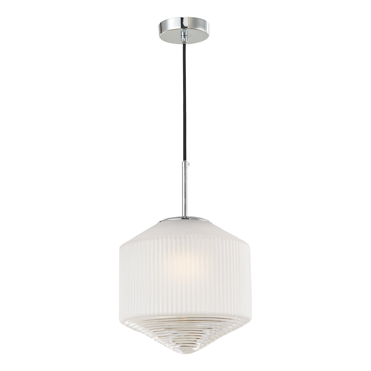 NISHA 1LT PENDANT POL CHR FROSTED/CLEAR GLS