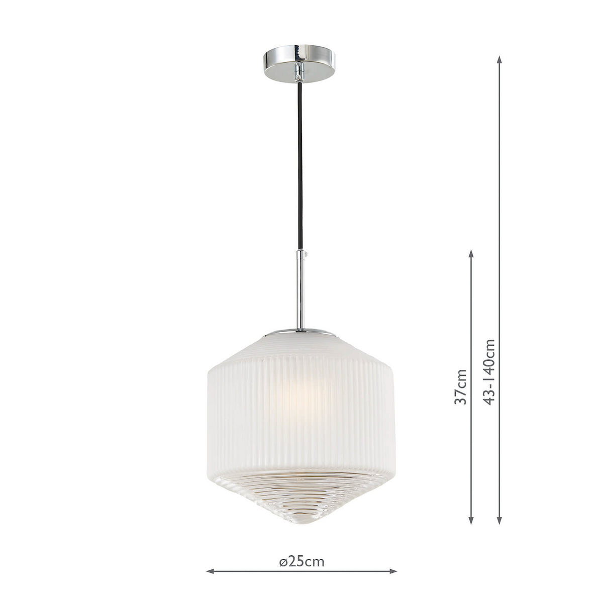 NISHA 1LT PENDANT POL CHR FROSTED/CLEAR GLS