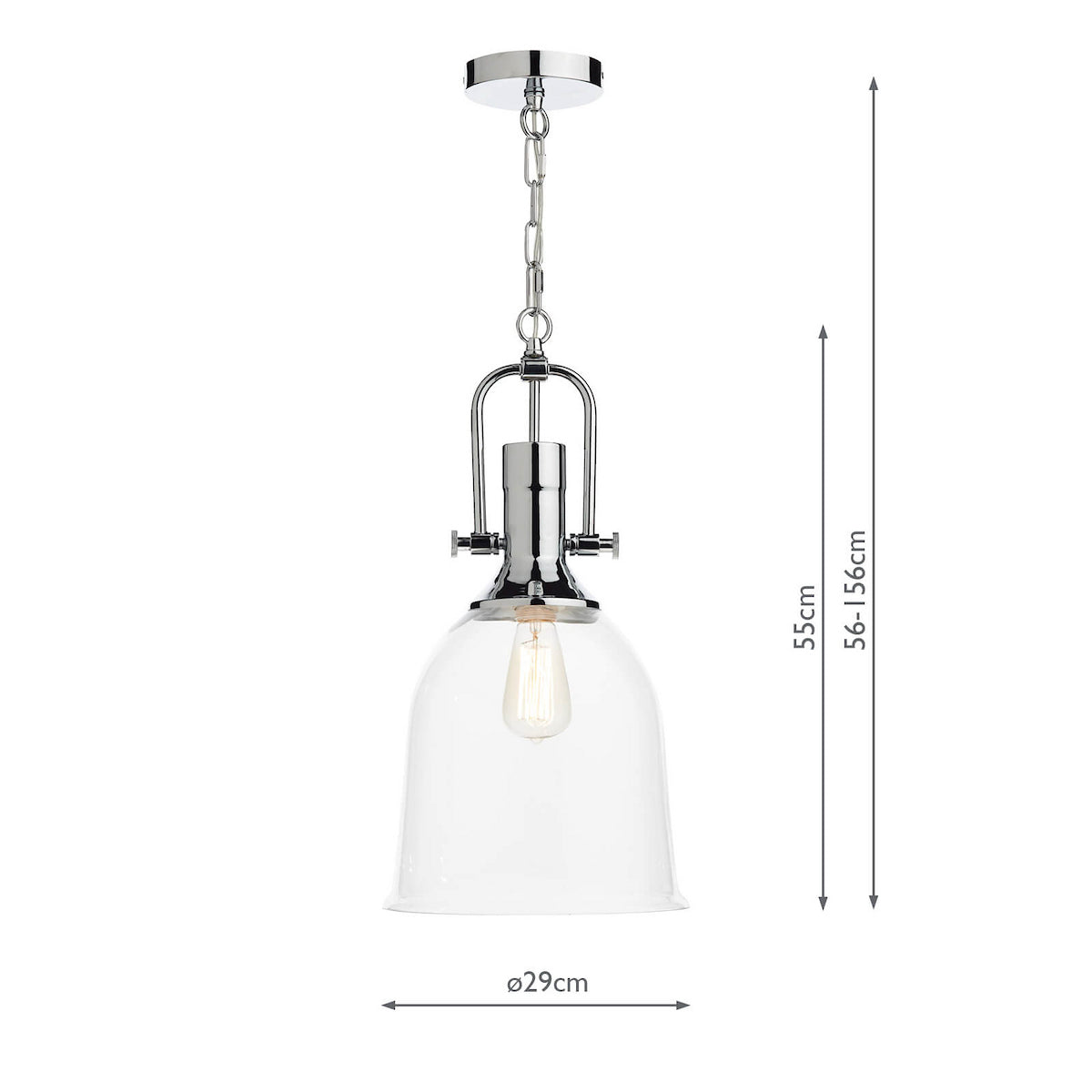 NOLAN 1LT PENDANT DUAL MOUNT POL CHR CLEAR