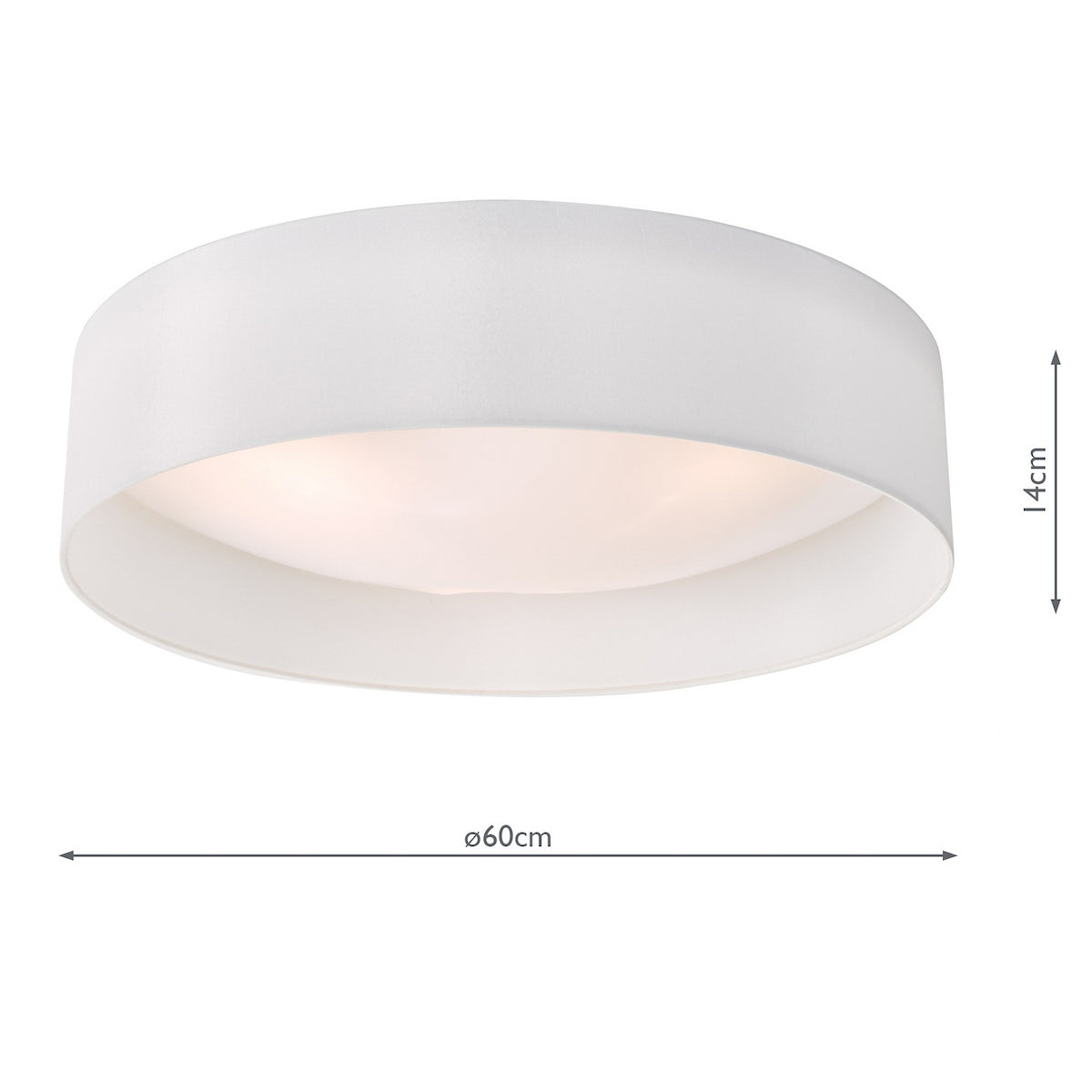 NYSA 3LT FLUSH 60CM WHITE FAUX SILK