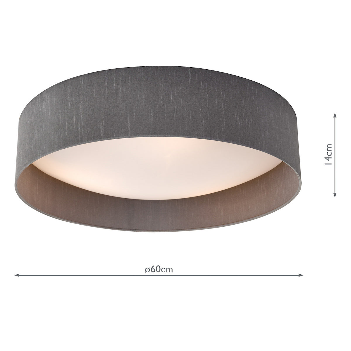 NYSA 3LT FLUSH 60CM GREY FAUX SILK