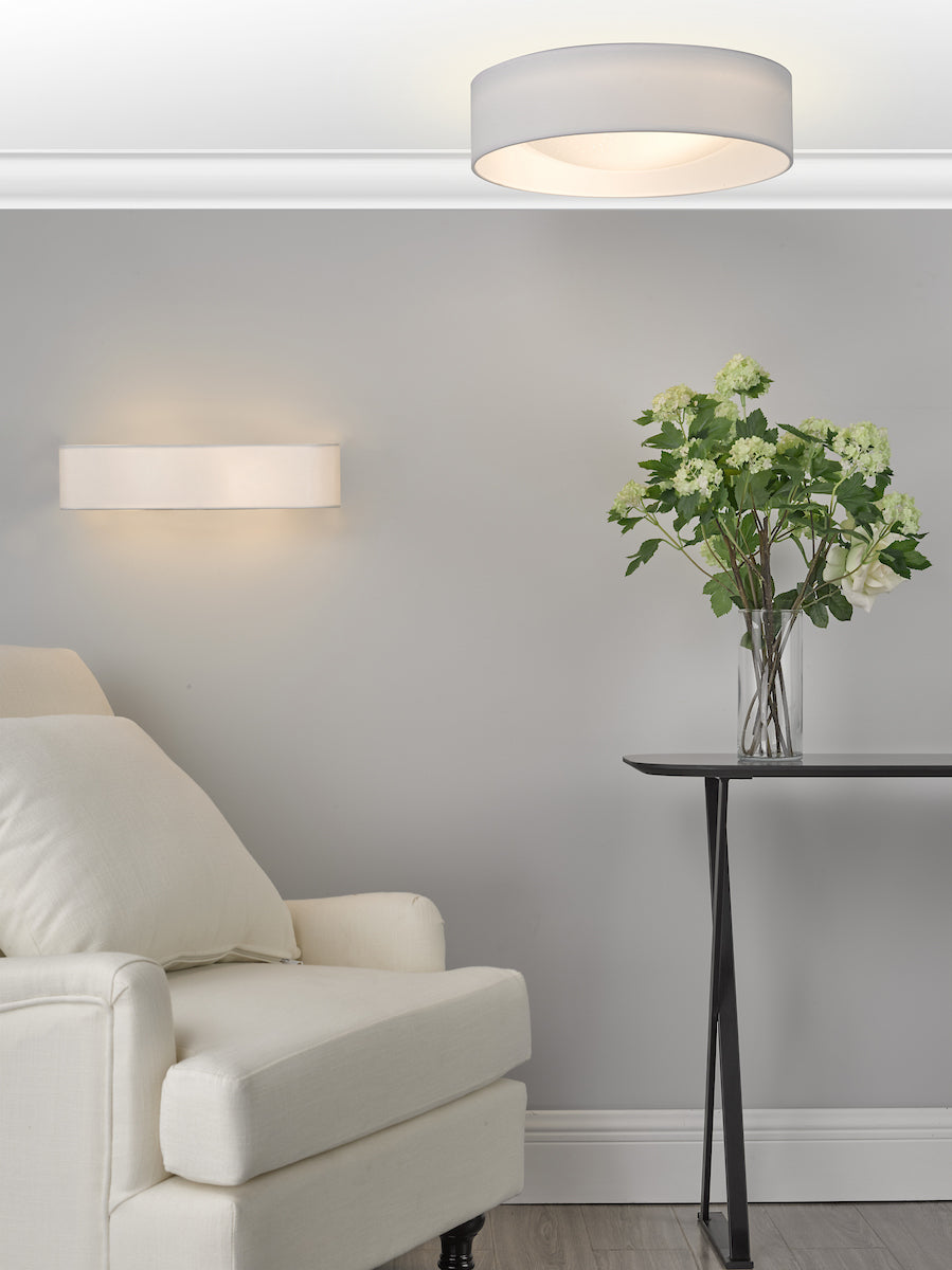 NYSA 2LT FLUSH 40CM WHITE FAUX SILK