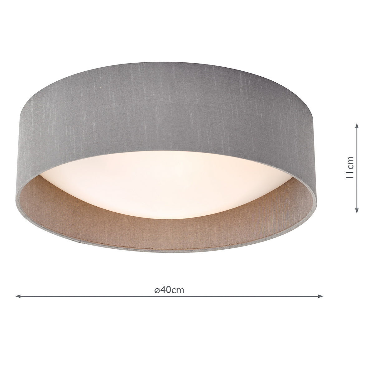 NYSA 2LT FLUSH 40CM GREY FAUX SILK