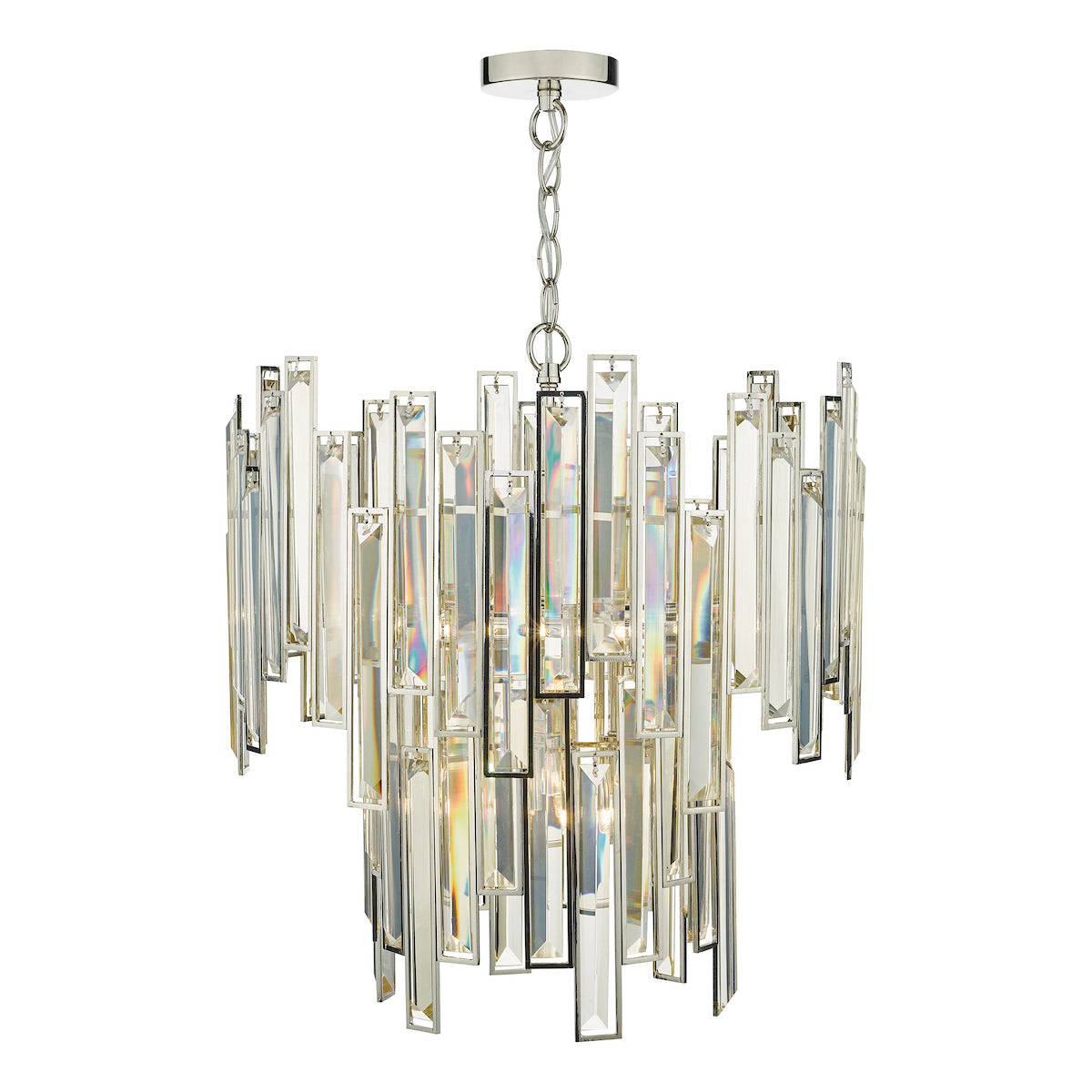 ODILE 6LT 2 TIER PENDANT NICKEL/ CHAMPAGNE GOLD CR