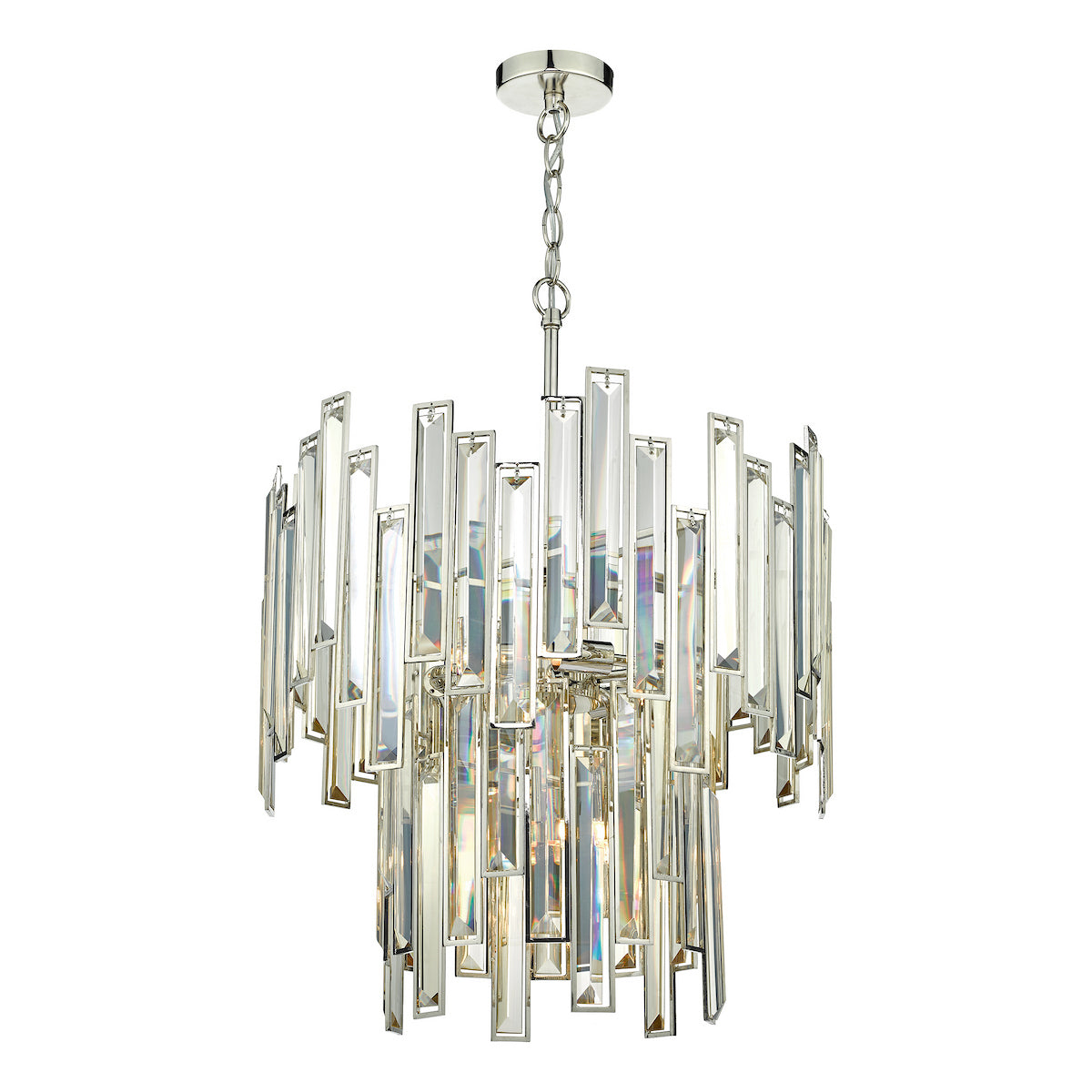 ODILE 6LT 2 TIER PENDANT NICKEL/ CHAMPAGNE GOLD CR