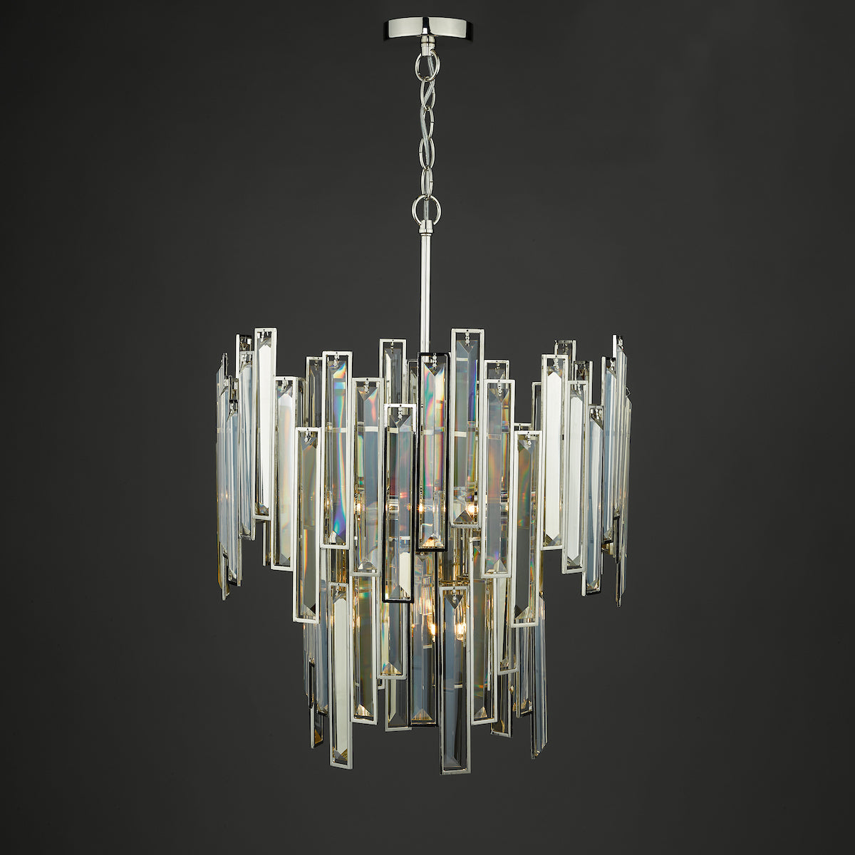 ODILE 6LT 2 TIER PENDANT NICKEL/ CHAMPAGNE GOLD CR