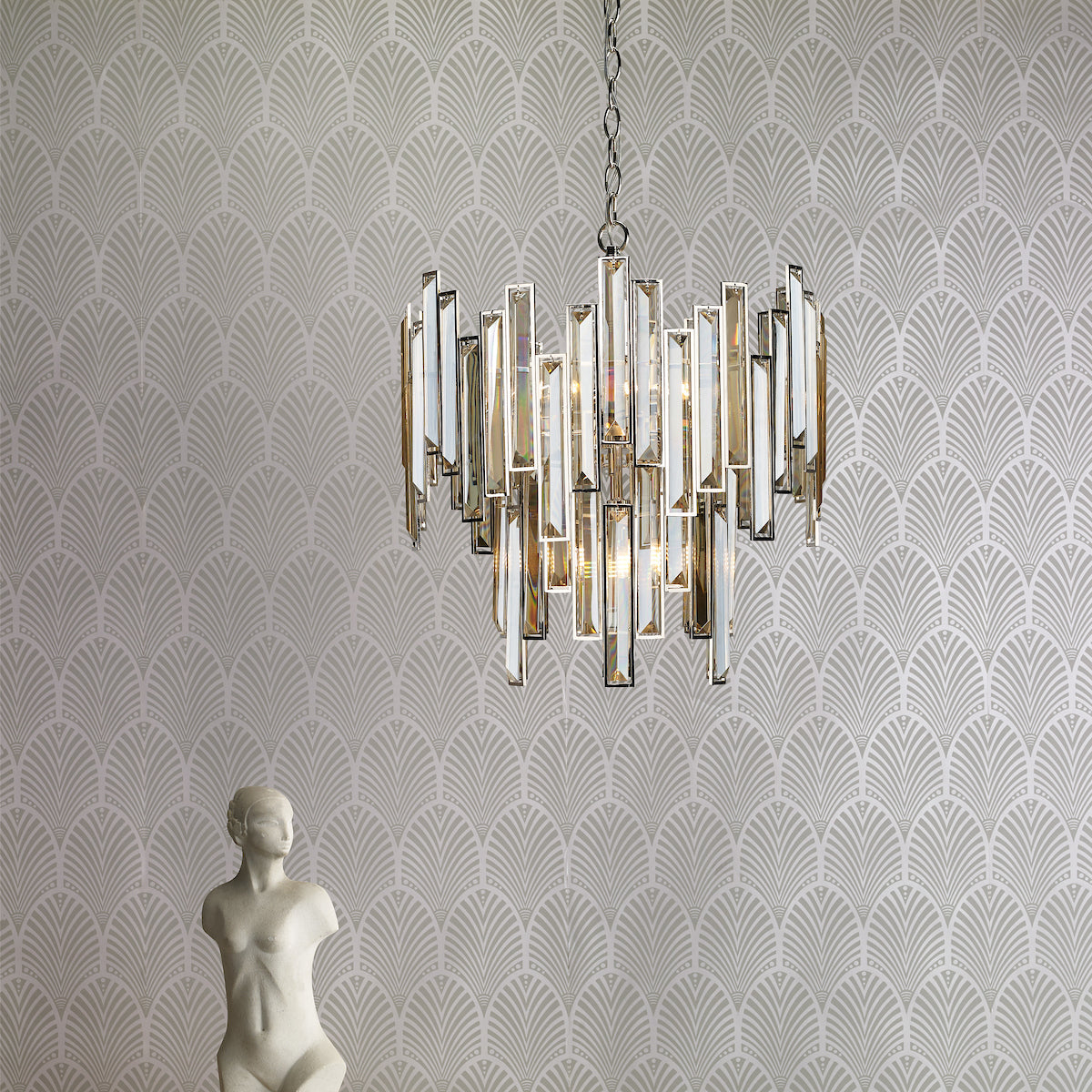 ODILE 6LT 2 TIER PENDANT NICKEL/ CHAMPAGNE GOLD CR