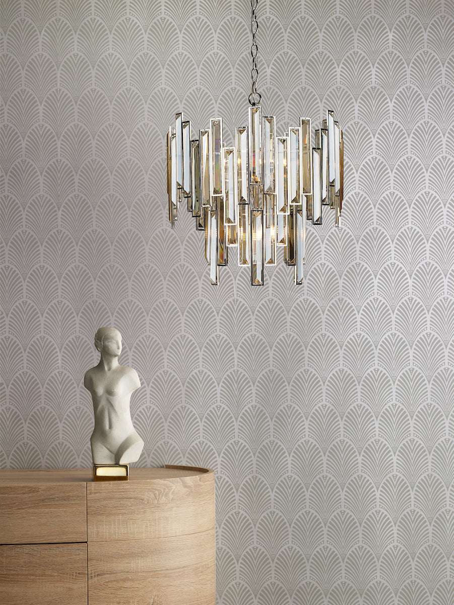 ODILE 6LT 2 TIER PENDANT NICKEL/ CHAMPAGNE GOLD CR