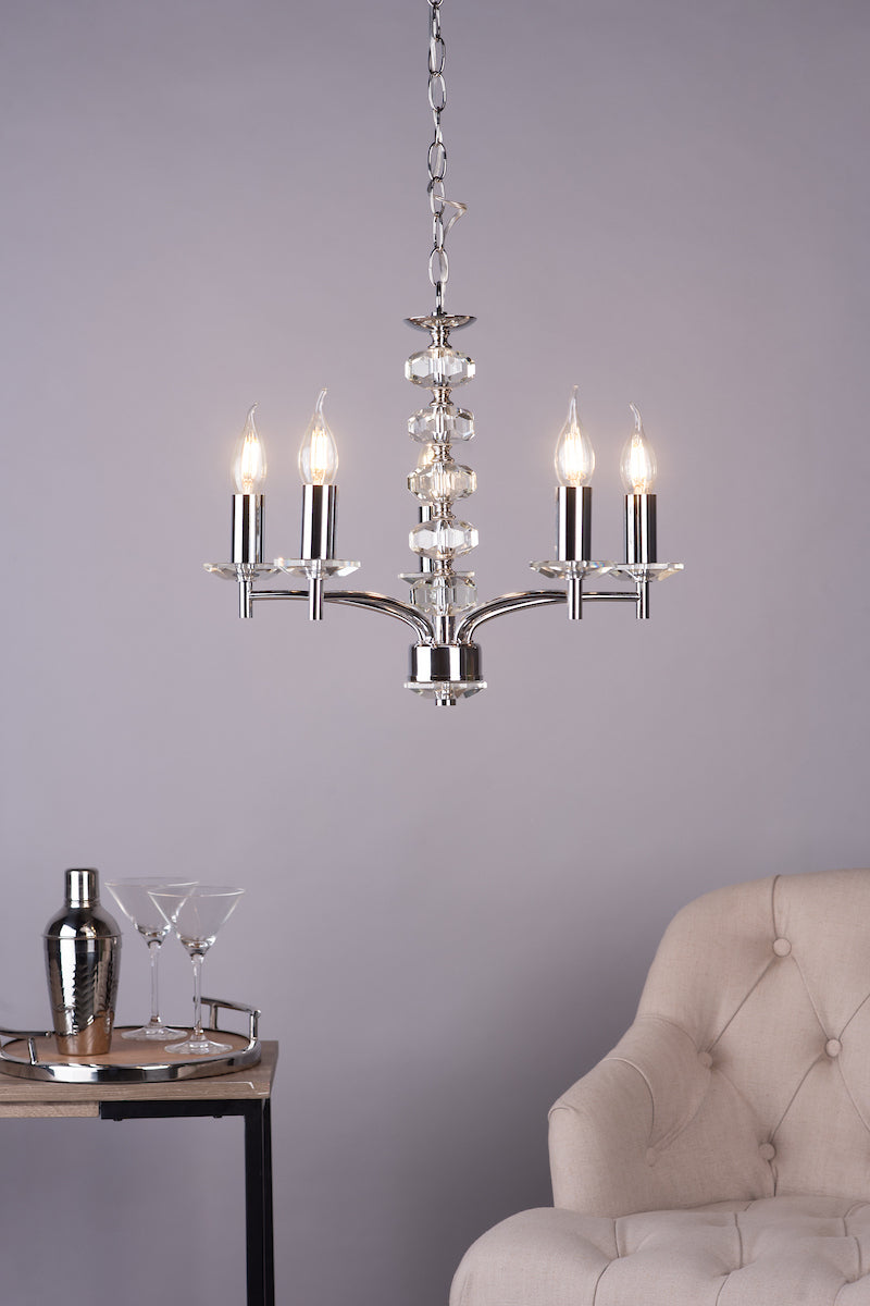 OLEANA 5LT PENDANT POL CHR CRYSTAL