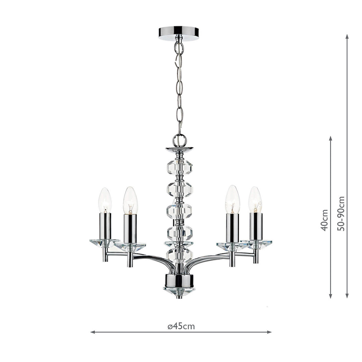 OLEANA 5LT PENDANT POL CHR CRYSTAL