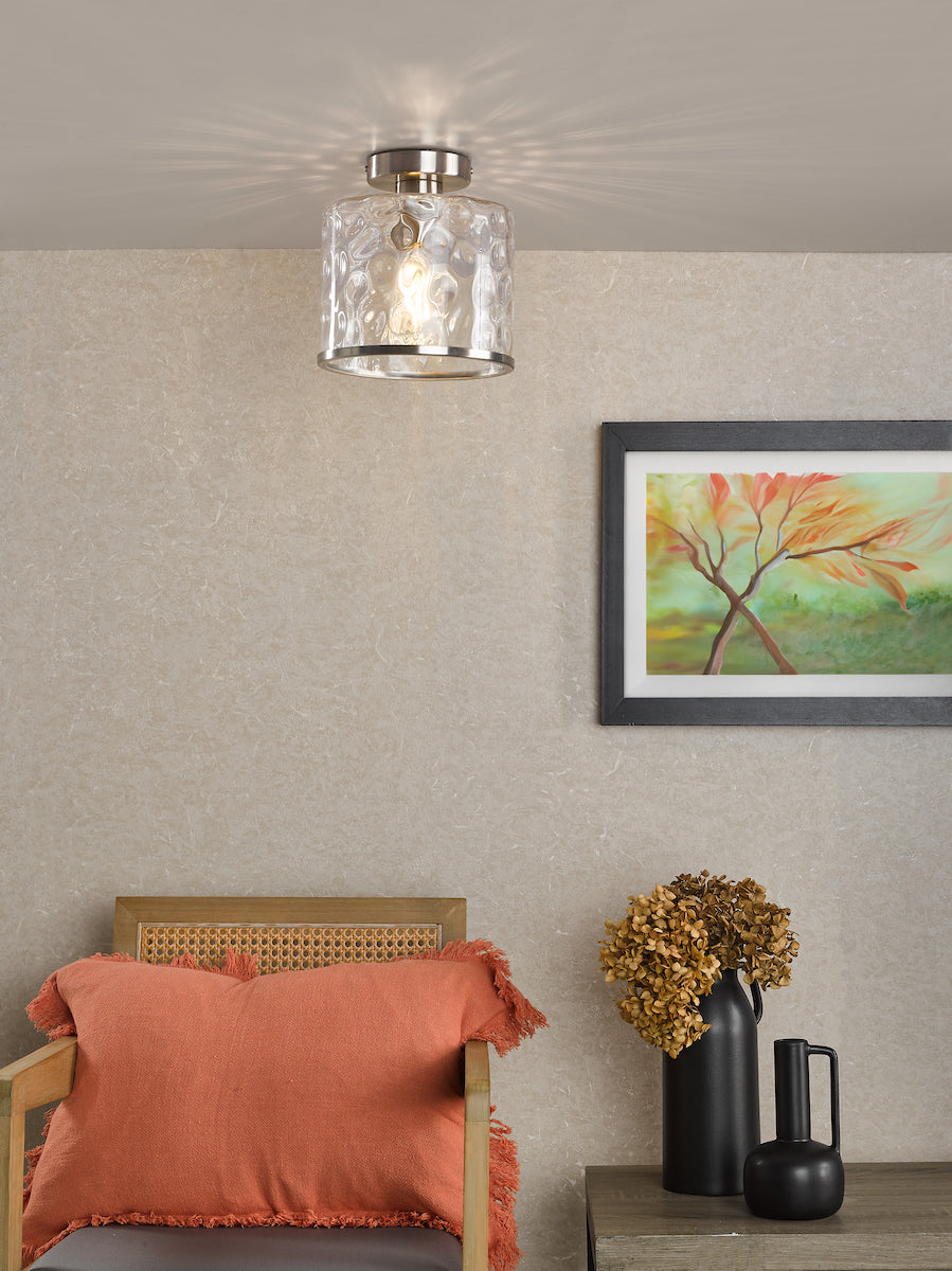 OLSEN 1LT SEMI FLUSH SAT CHR CW CLEAR GLS