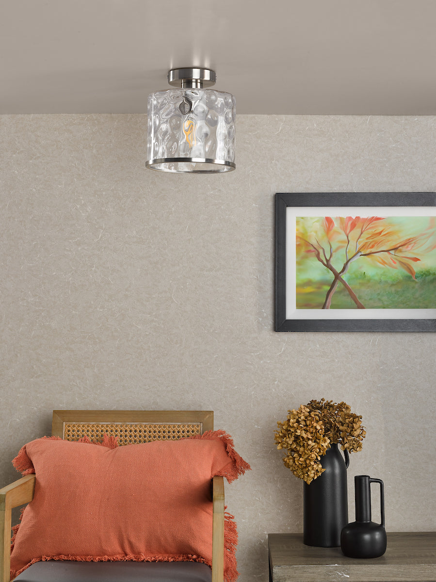 OLSEN 1LT SEMI FLUSH SAT CHR CW CLEAR GLS