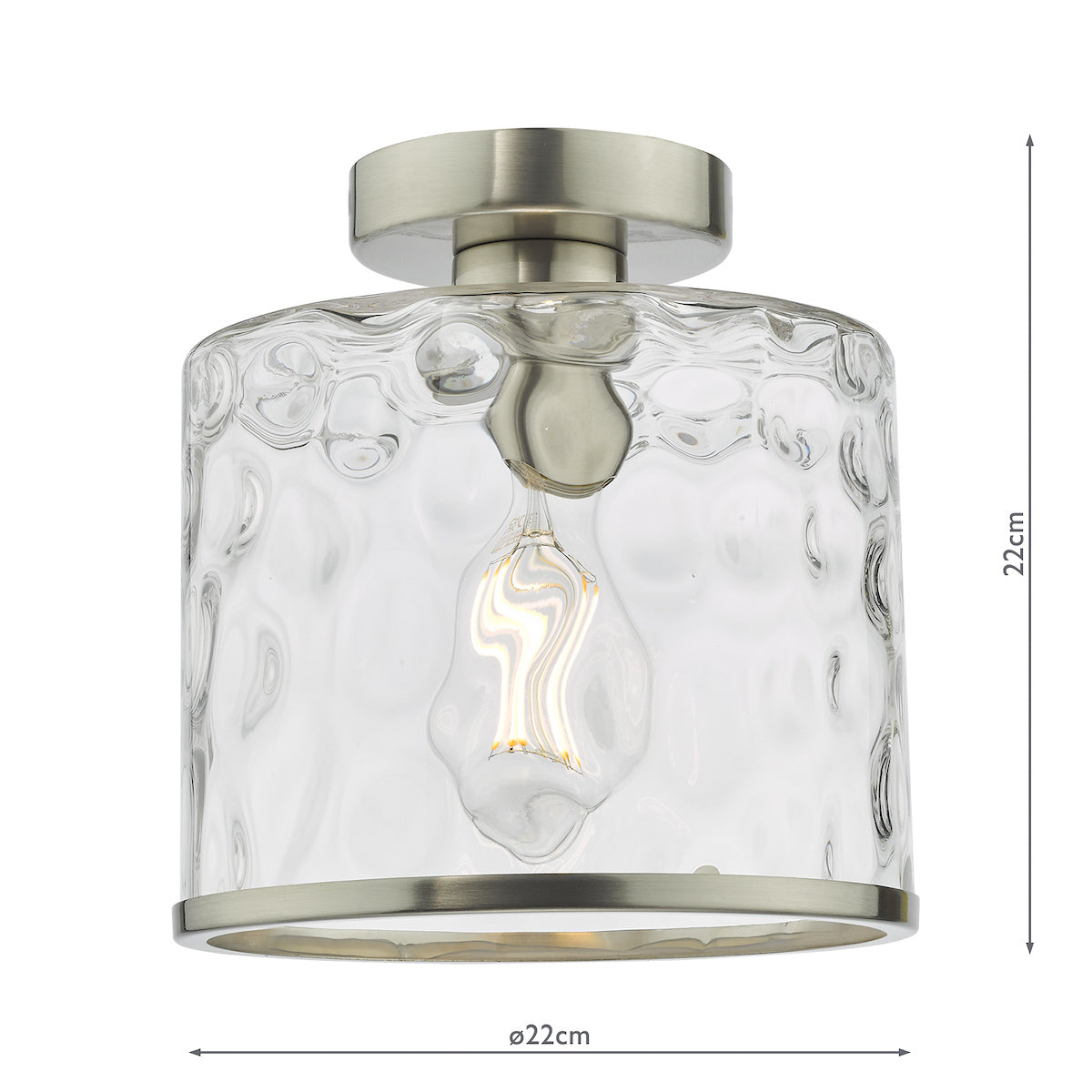 OLSEN 1LT SEMI FLUSH SAT CHR CW CLEAR GLS