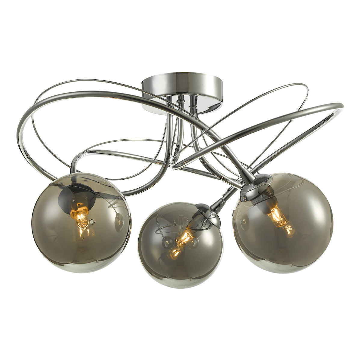 ONAWA 3LT SEMI FLUSH POL CHR CW SMOKED GLS