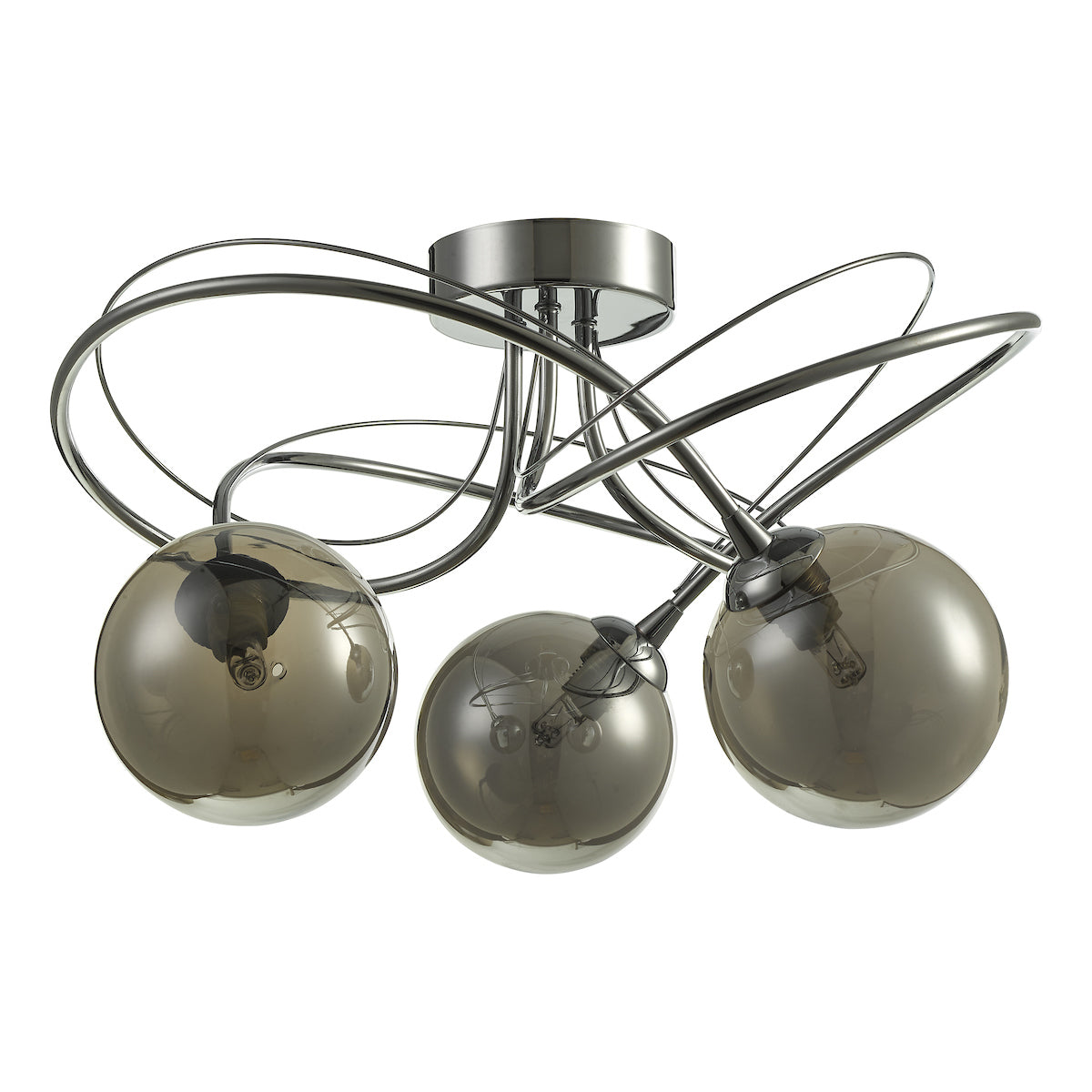 ONAWA 3LT SEMI FLUSH POL CHR CW SMOKED GLS