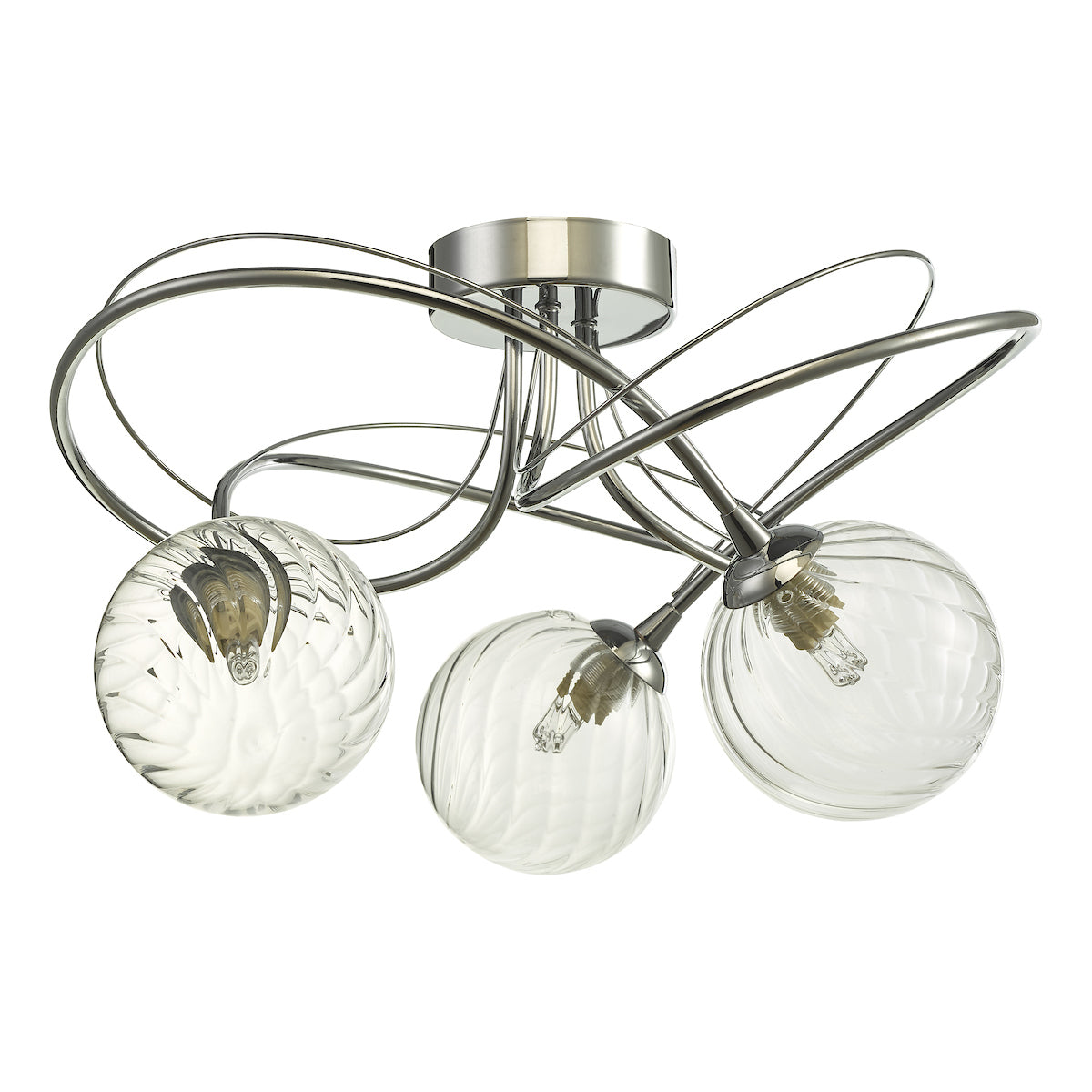 ONAWA 3LT SEMI FLUSH POL CHR CW TWISTED GLS