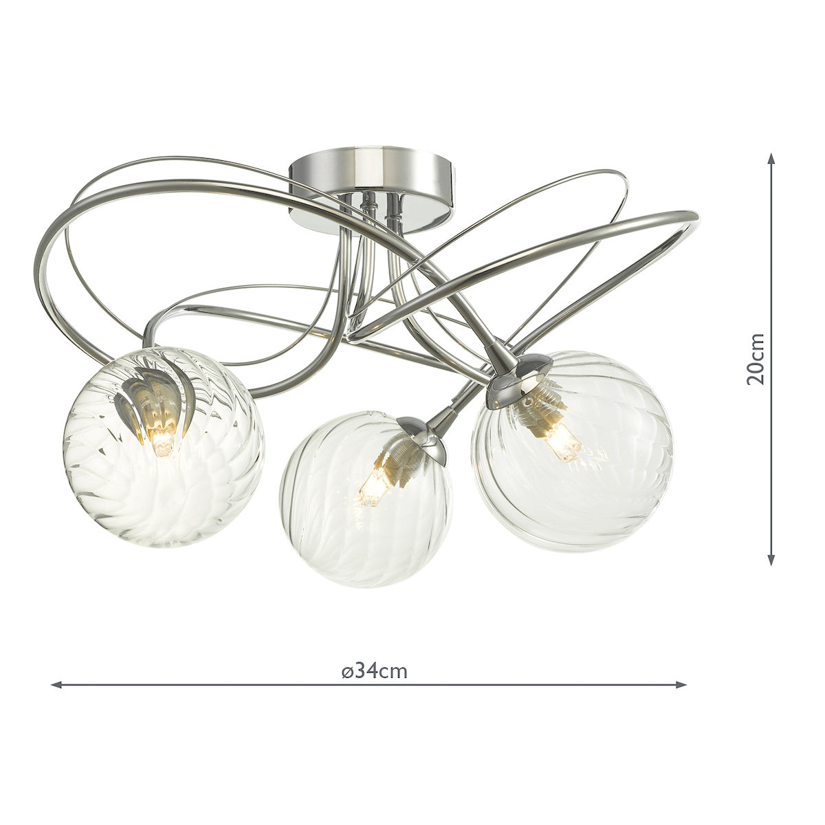 ONAWA 3LT SEMI FLUSH POL CHR CW TWISTED GLS