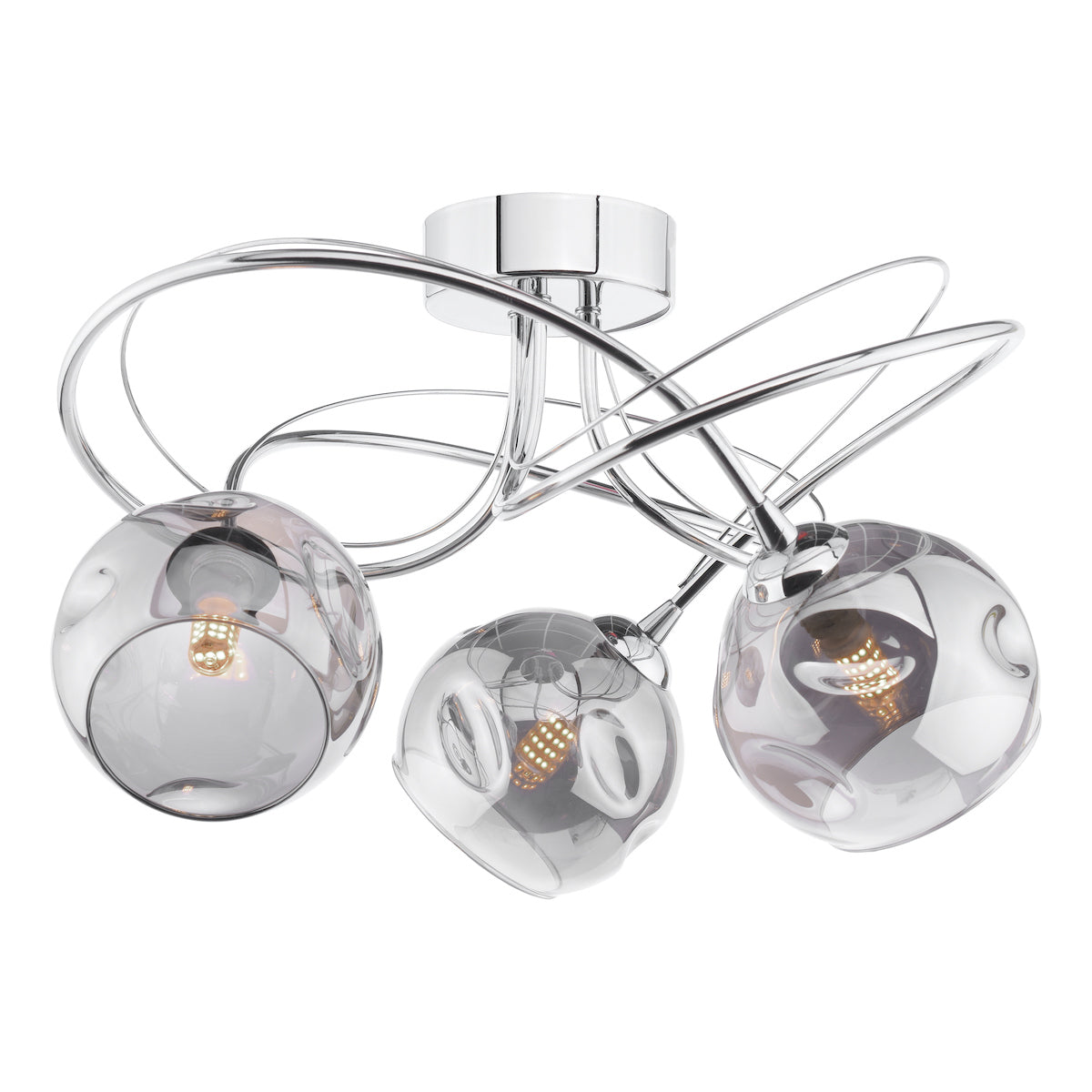 ONAWA 3LT SEMI FLUSH POL CHR CW SMOKED OPEN GLS