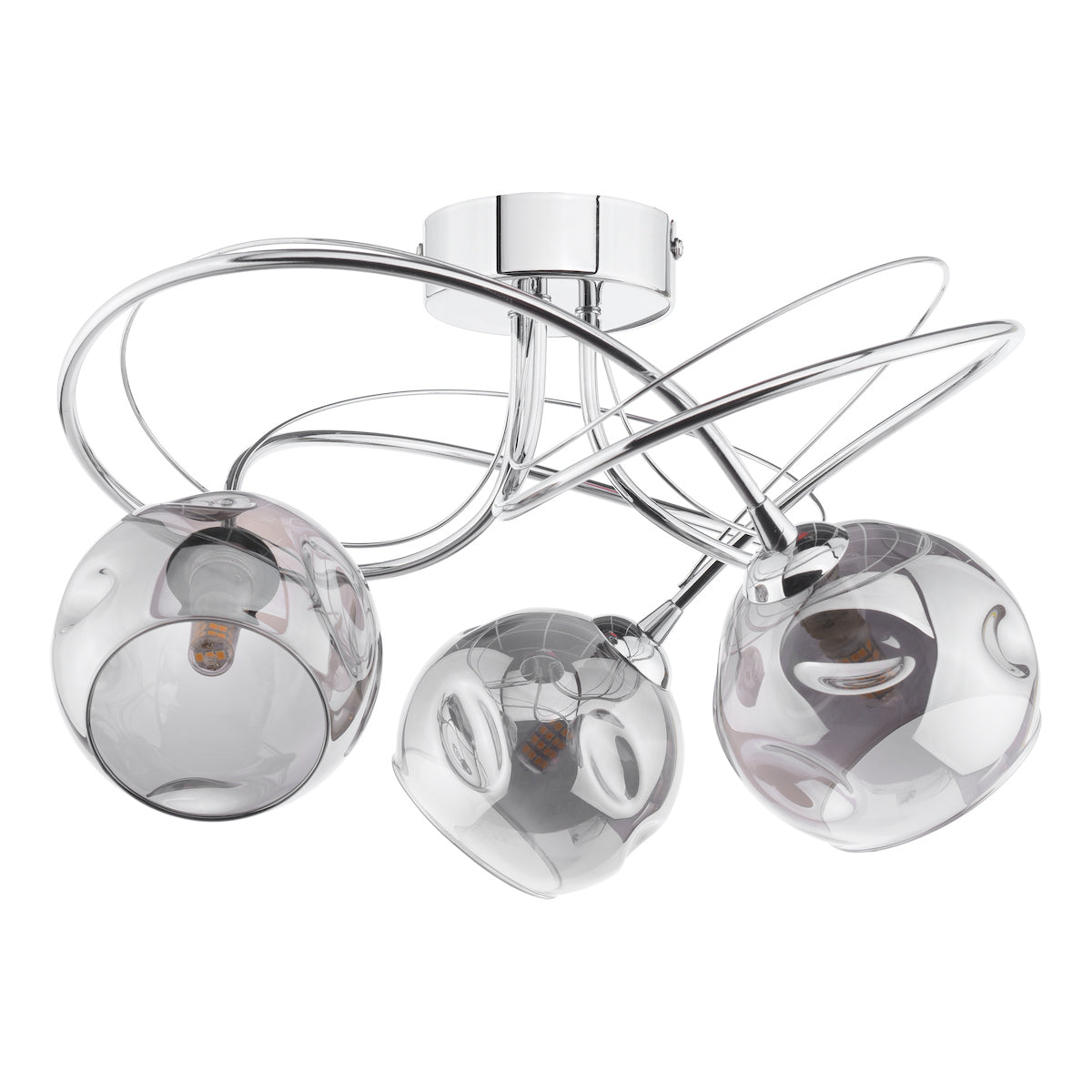 ONAWA 3LT SEMI FLUSH POL CHR CW SMOKED OPEN GLS