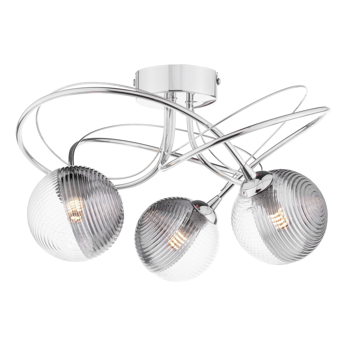 ONAWA 3LT SEMI FLUSH POL CHR CW SMOKED/CLR GLS