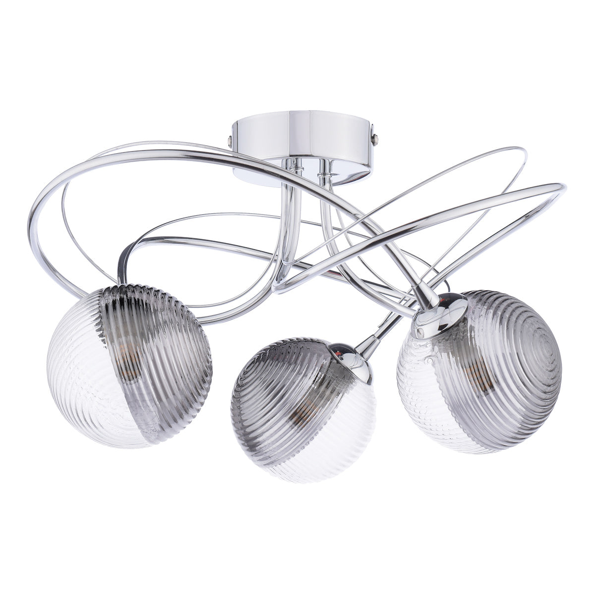 ONAWA 3LT SEMI FLUSH POL CHR CW SMOKED/CLR GLS