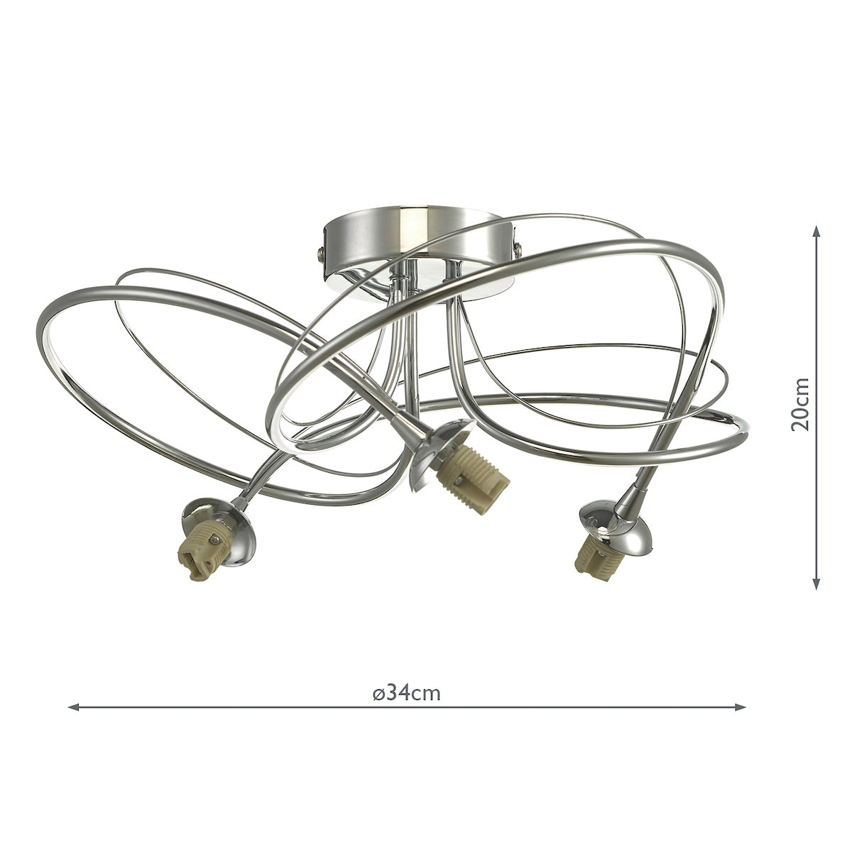 ONAWA 3LT SEMI FLUSH POLISHED CHROME FRAME ONLY