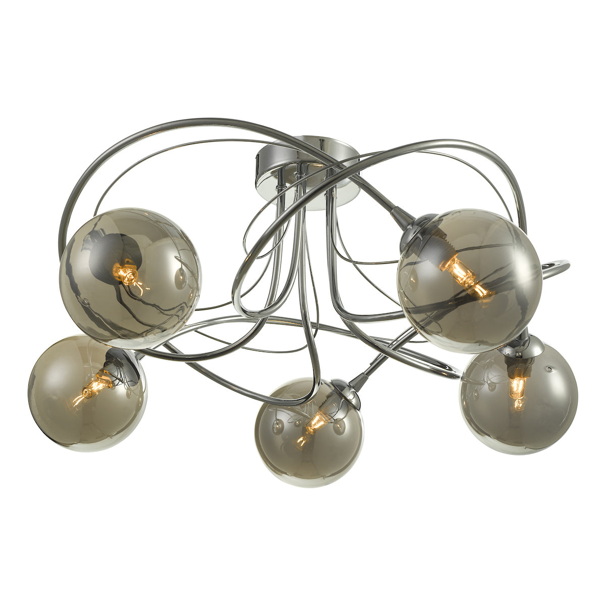 ONAWA 5LT SEMI FLUSH POL CHR CW SMOKED GLS