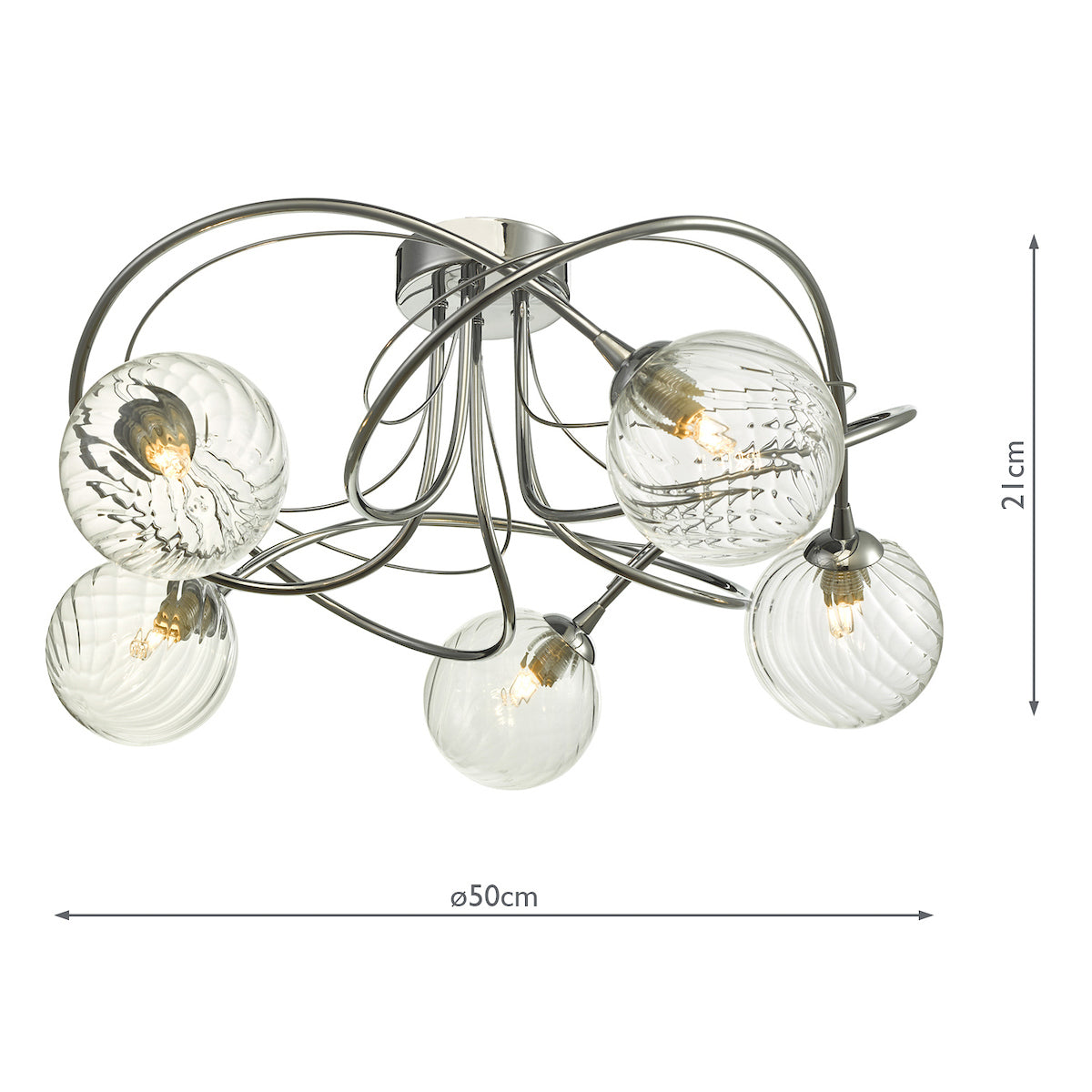 ONAWA 5LT SEMI FLUSH POL CHR CW TWISTED GLS