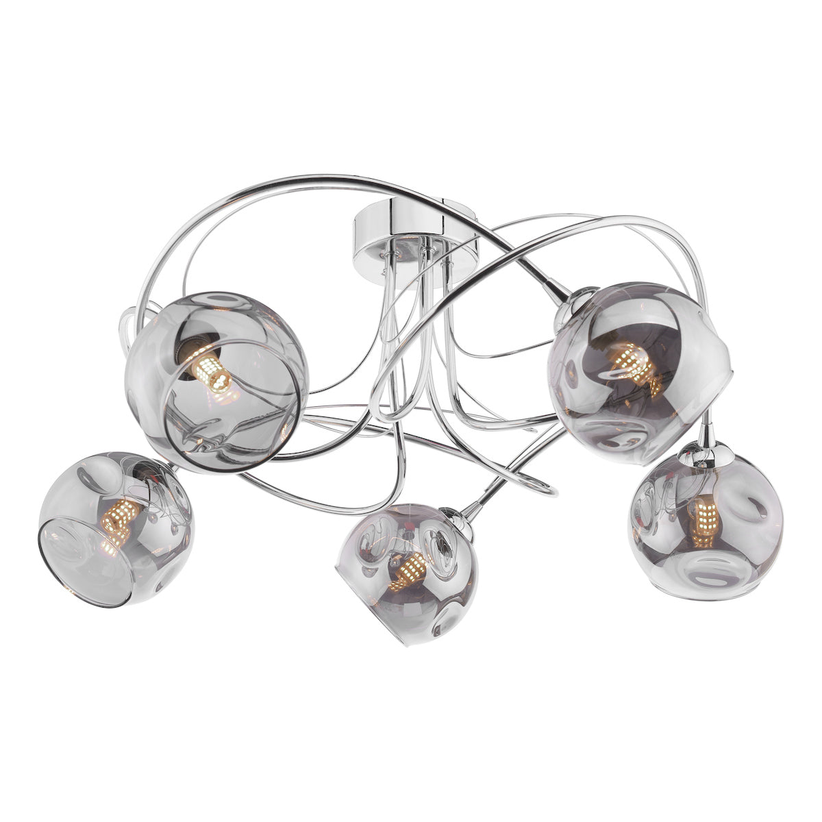ONAWA 5LT SEMI FLUSH POL CHR CW SMOKED OPEN GLS