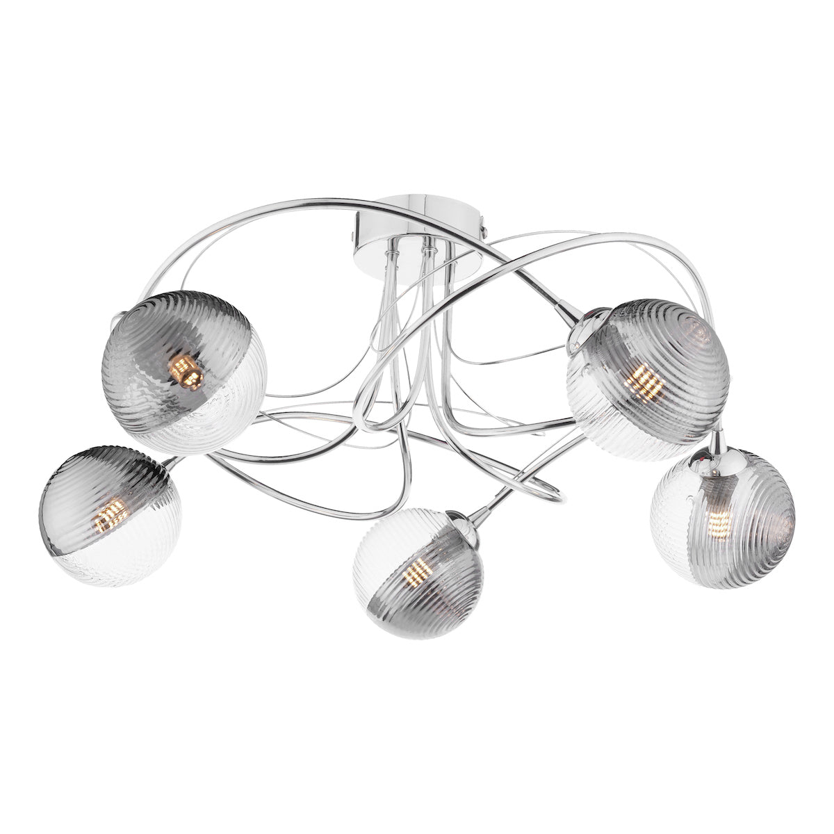 ONAWA 5LT SEMI FLUSH POL CHR CW SMOKED/GLS GLS