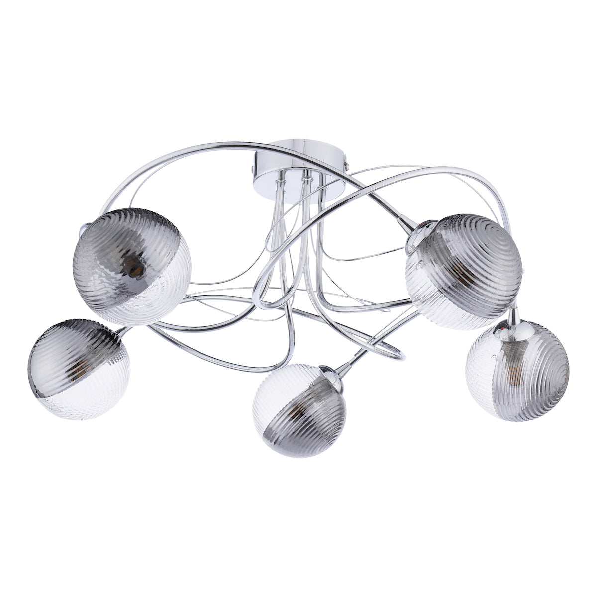 ONAWA 5LT SEMI FLUSH POL CHR CW SMOKED/GLS GLS