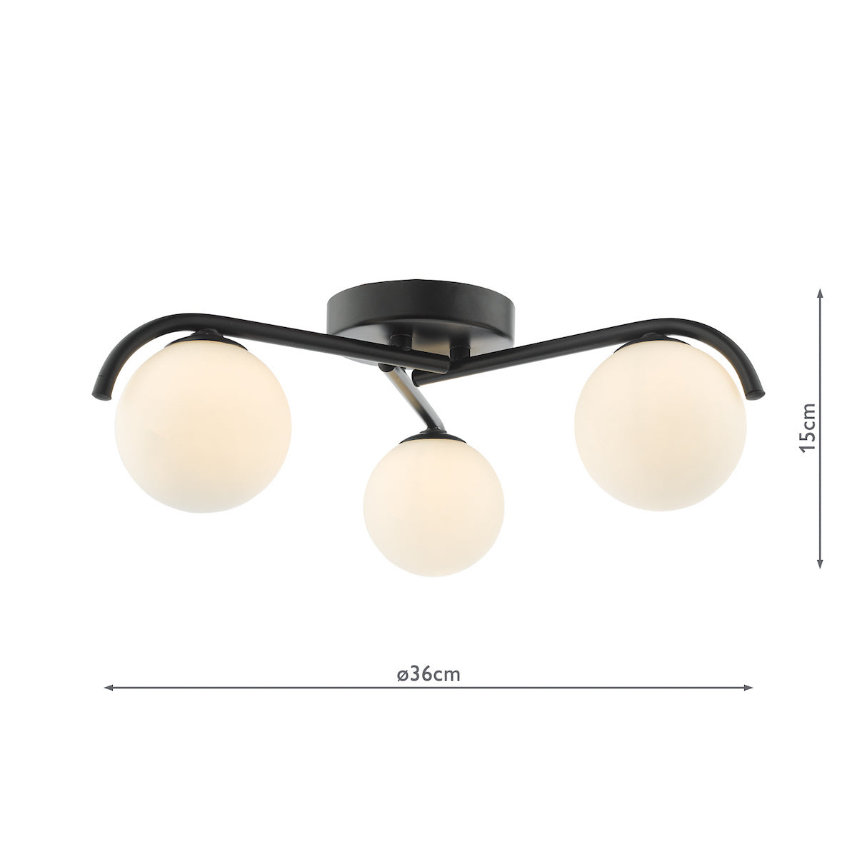 ORLENA 3LT SEMI FLUSH BLACK CW OPAL GLS