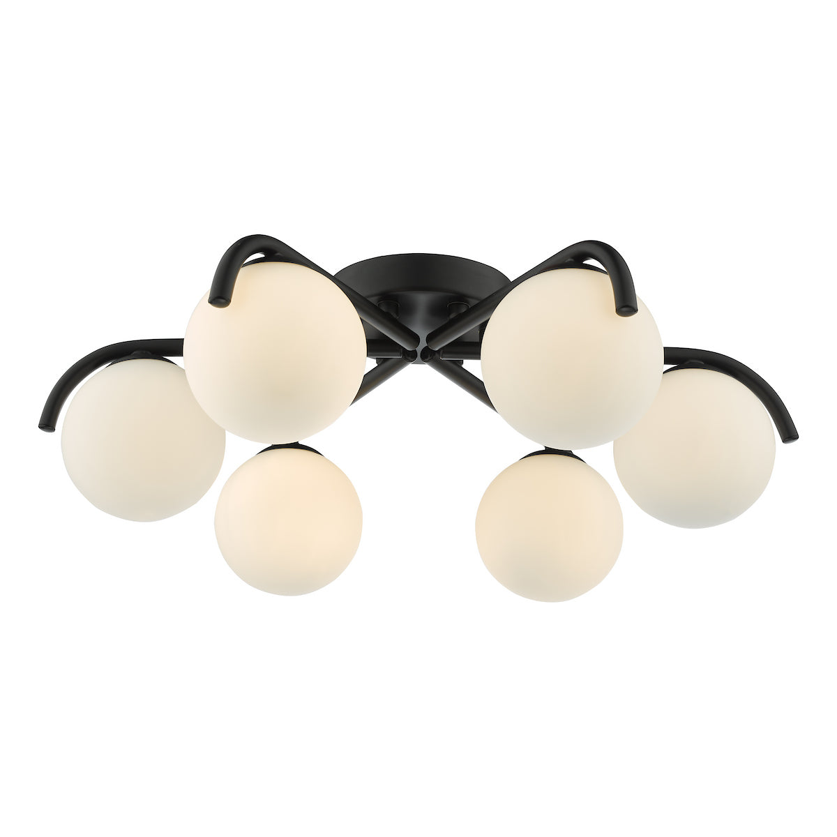 ORLENA 6LT SEMI FLUSH BLACK CW OPAL GLS