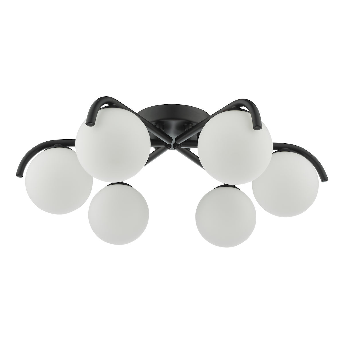 ORLENA 6LT SEMI FLUSH BLACK CW OPAL GLS