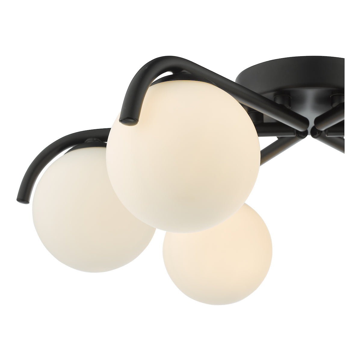 ORLENA 6LT SEMI FLUSH BLACK CW OPAL GLS